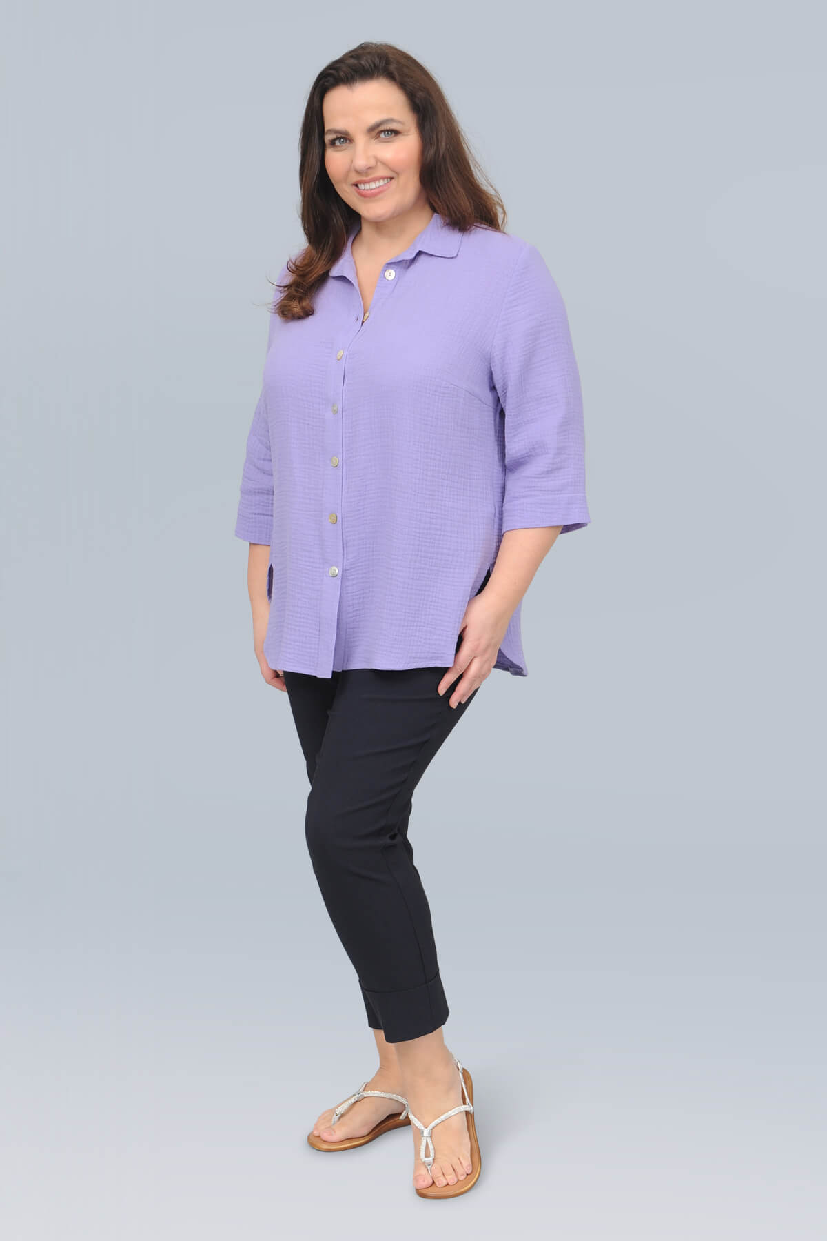 K J Brand 'waffle' shirt - lilac