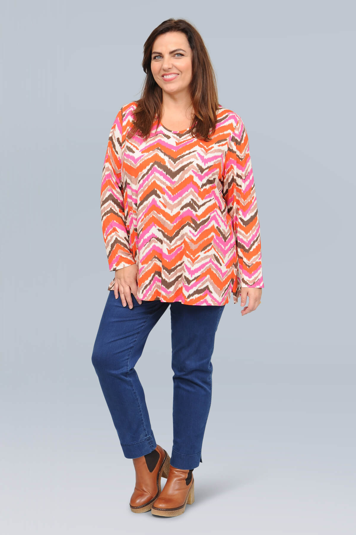 KJ Brand zig zag top - multi