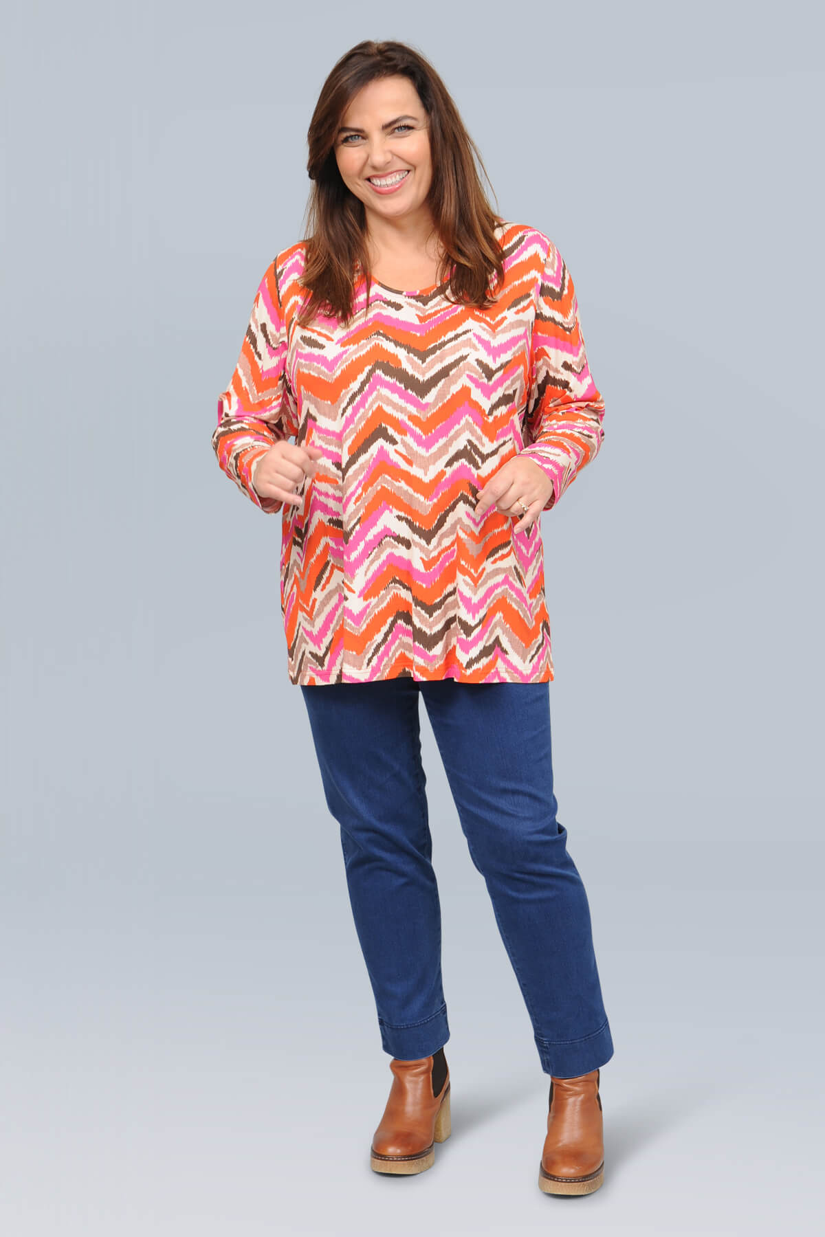 KJ Brand zig zag top - multi