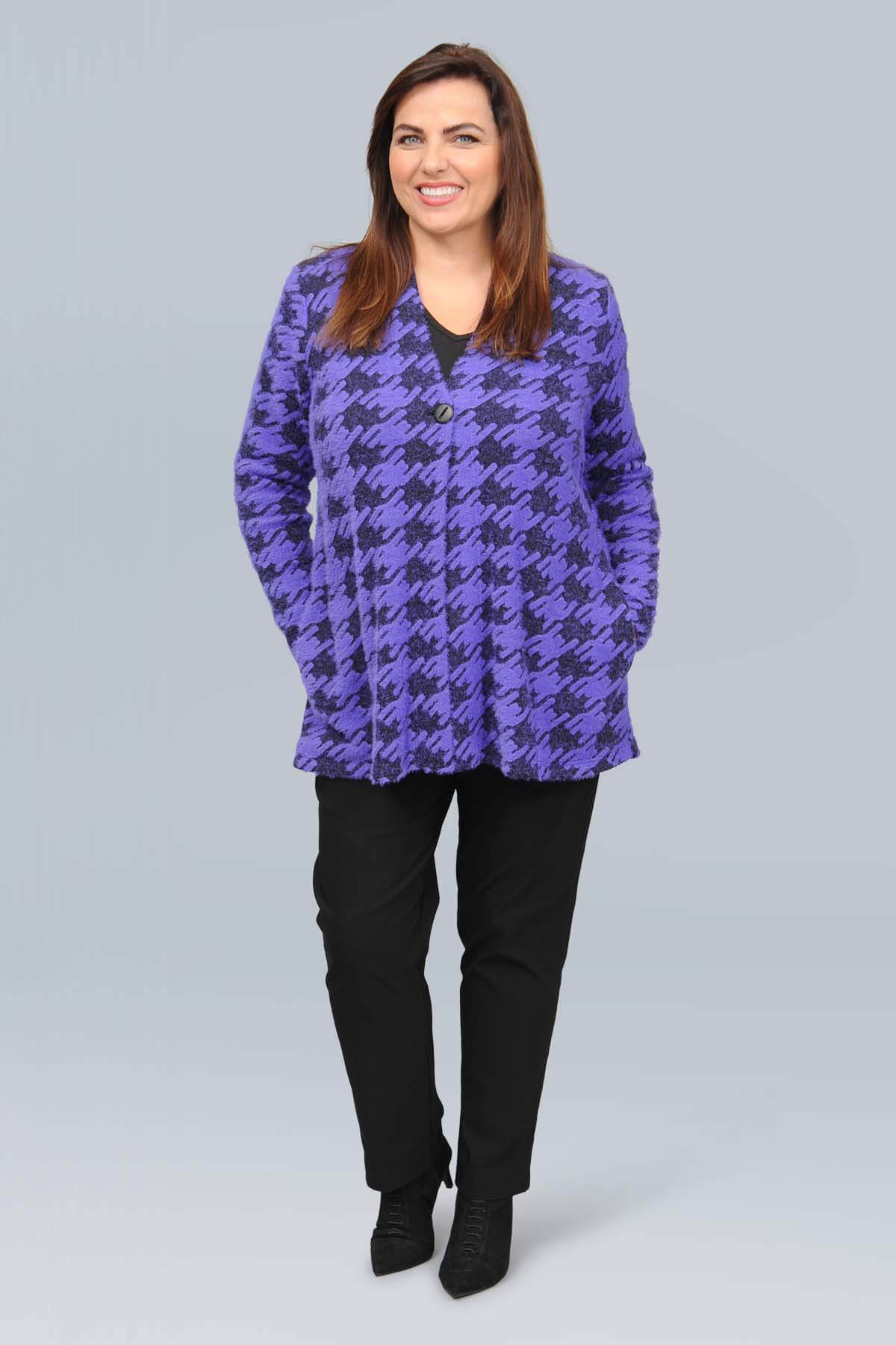 Mona Lisa dogtooth jacket/cardi - purple/black