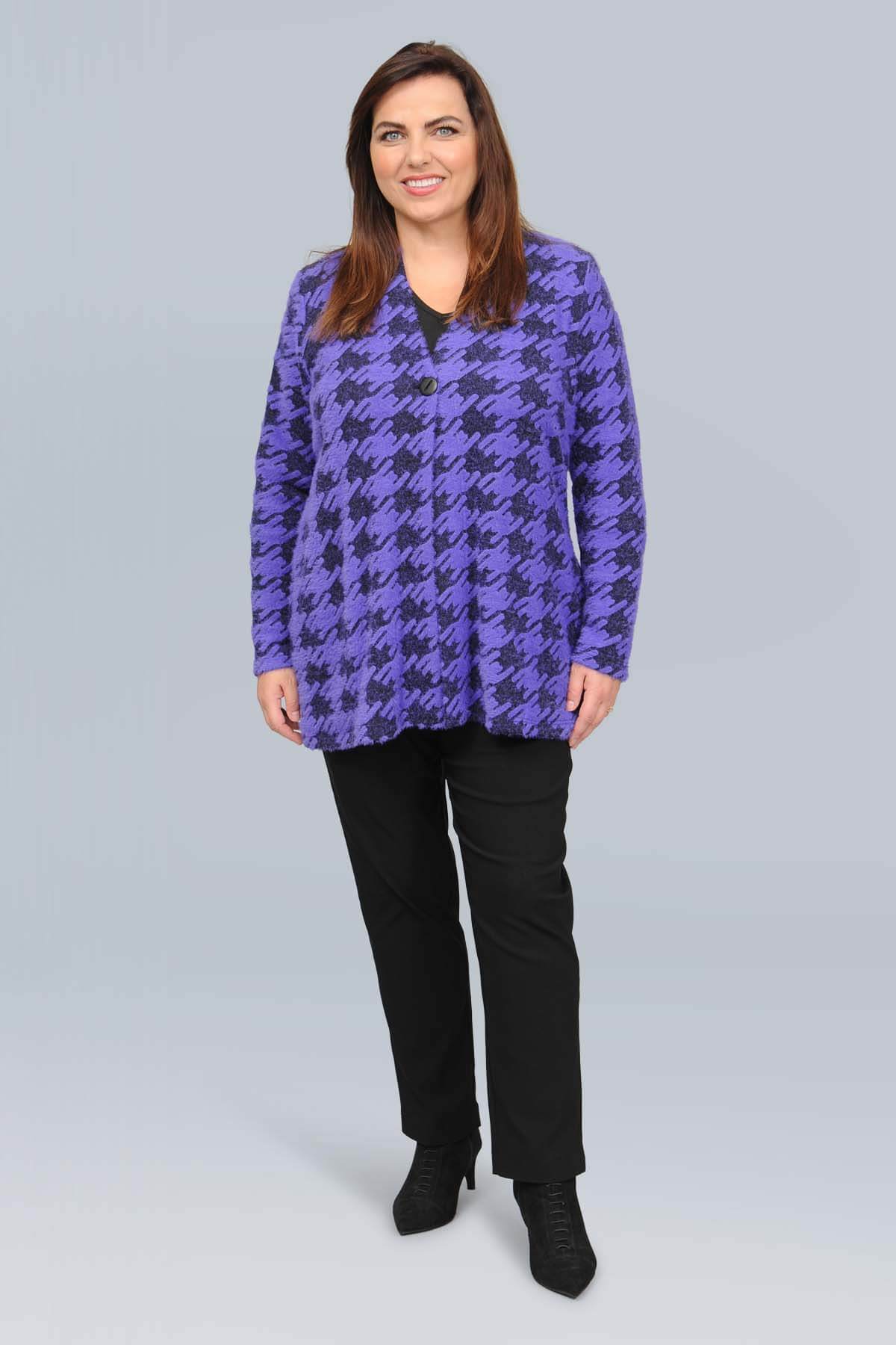 Mona Lisa dogtooth jacket/cardi - purple/black