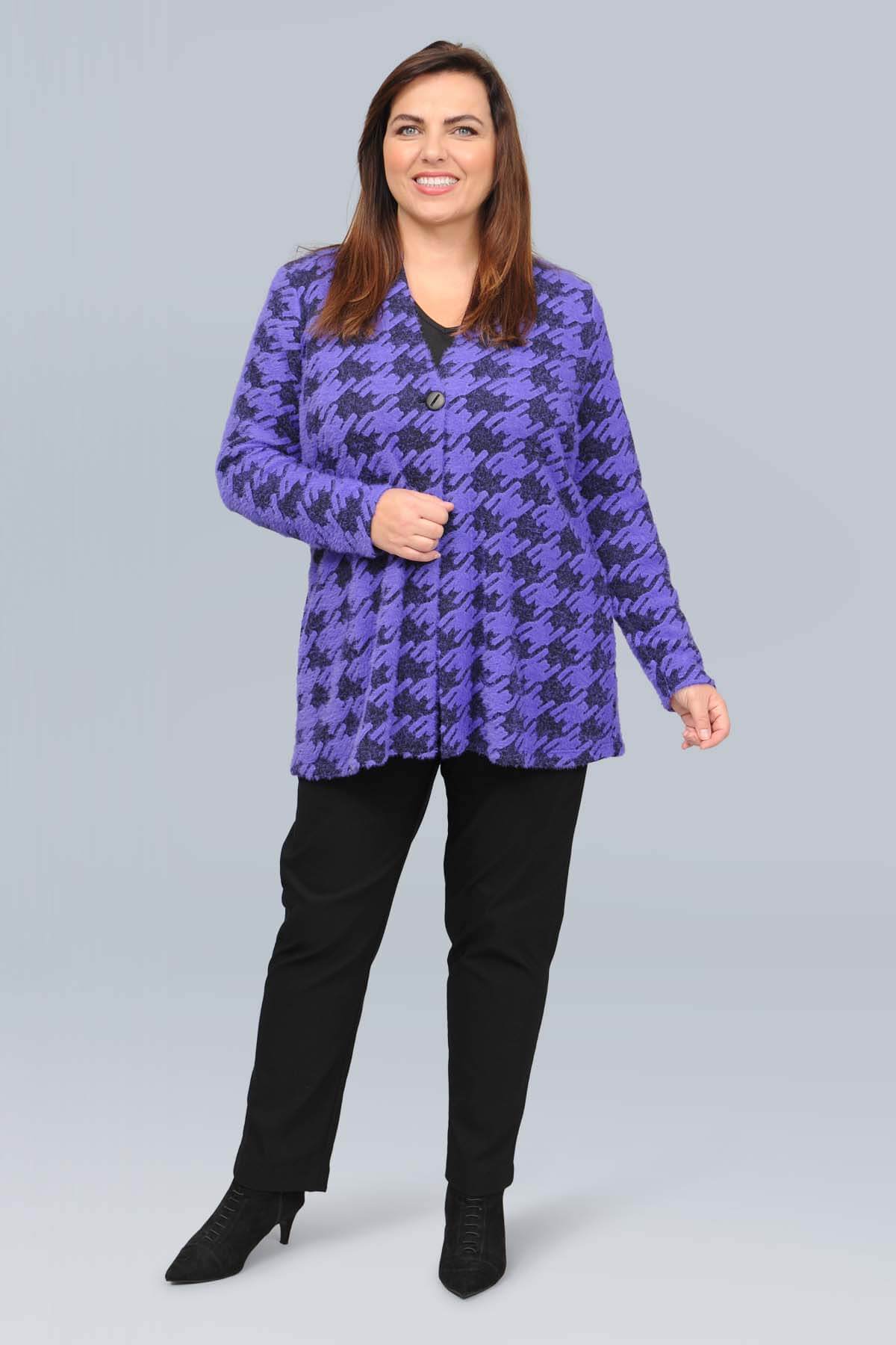 Mona Lisa dogtooth jacket/cardi - purple/black