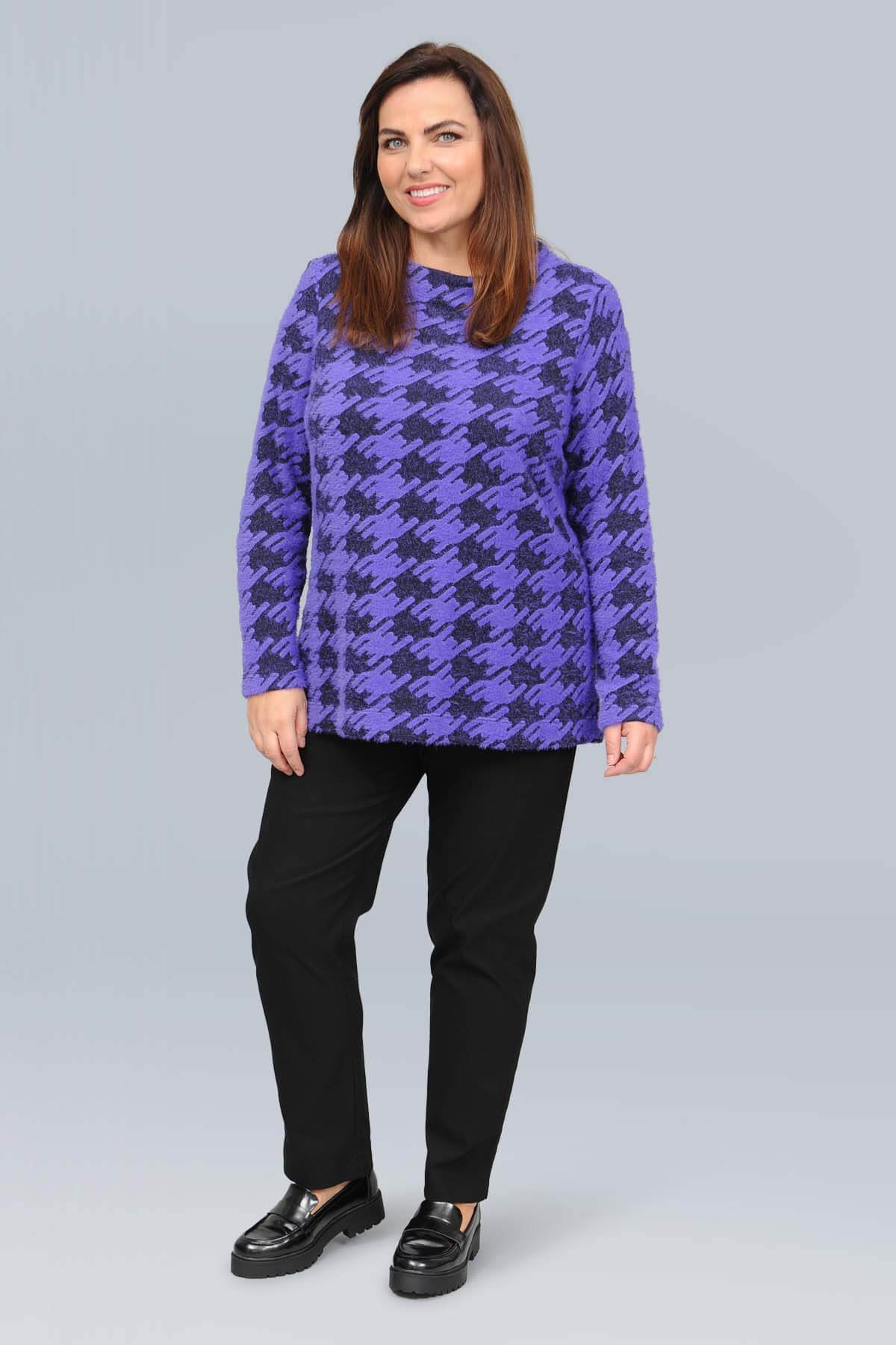 Mona Lisa dogtooth jumper - purple/black