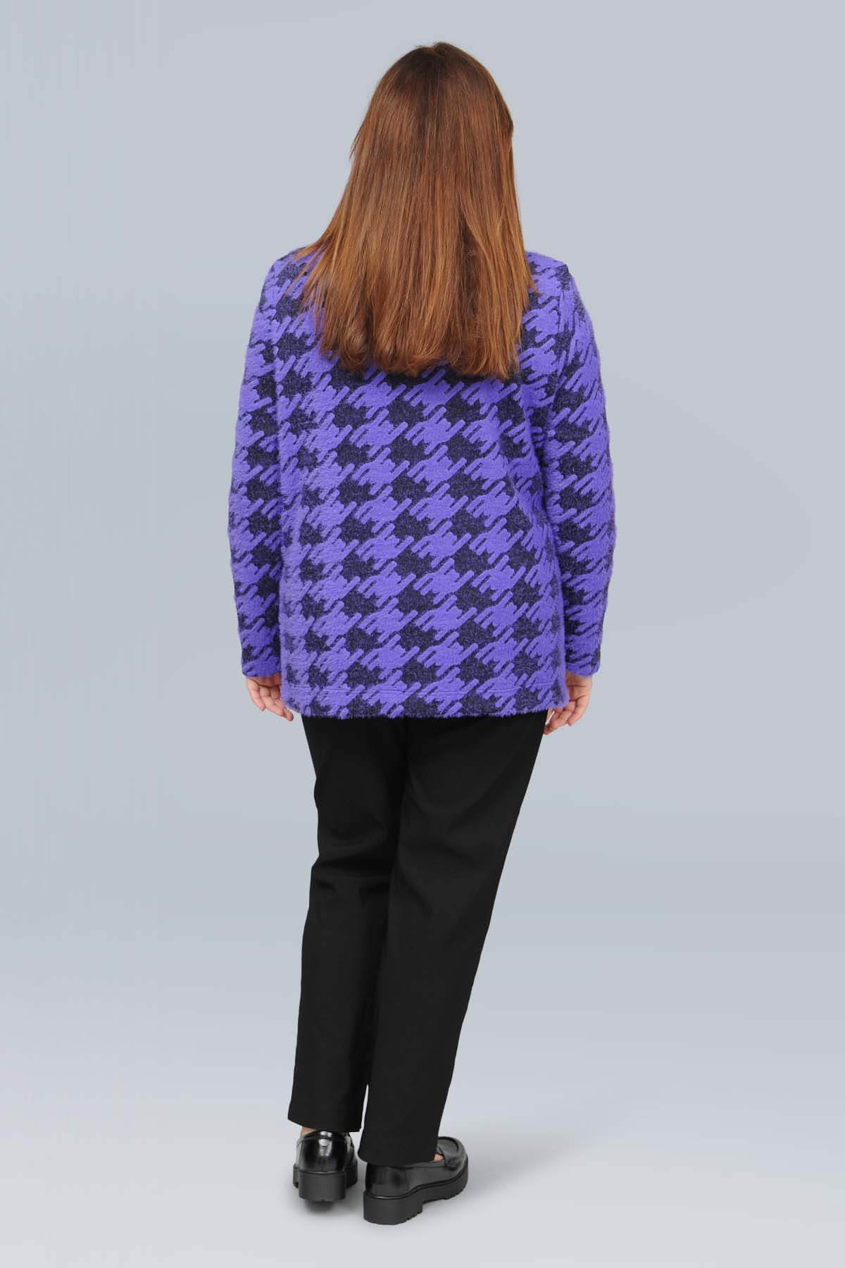 Mona Lisa dogtooth jumper - purple/black