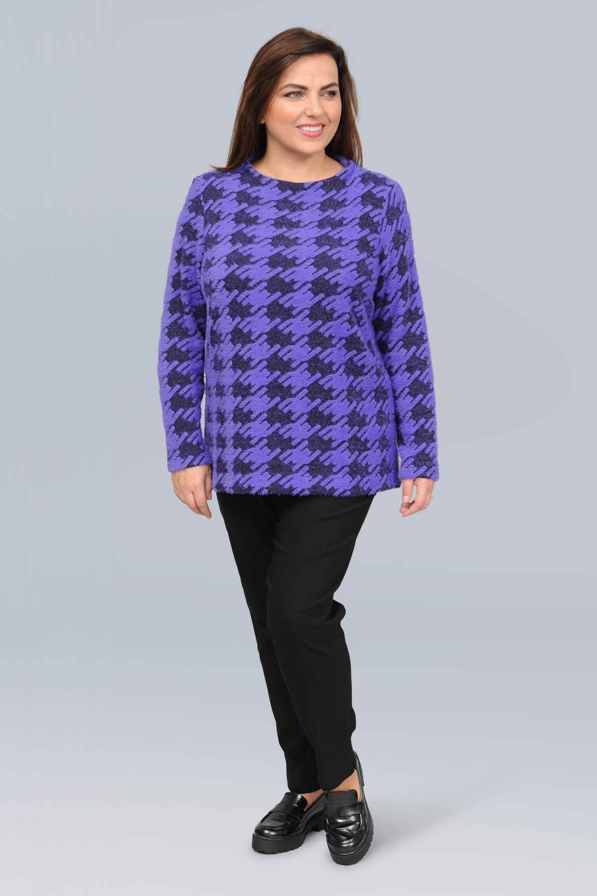 Mona Lisa dogtooth jumper - purple/black