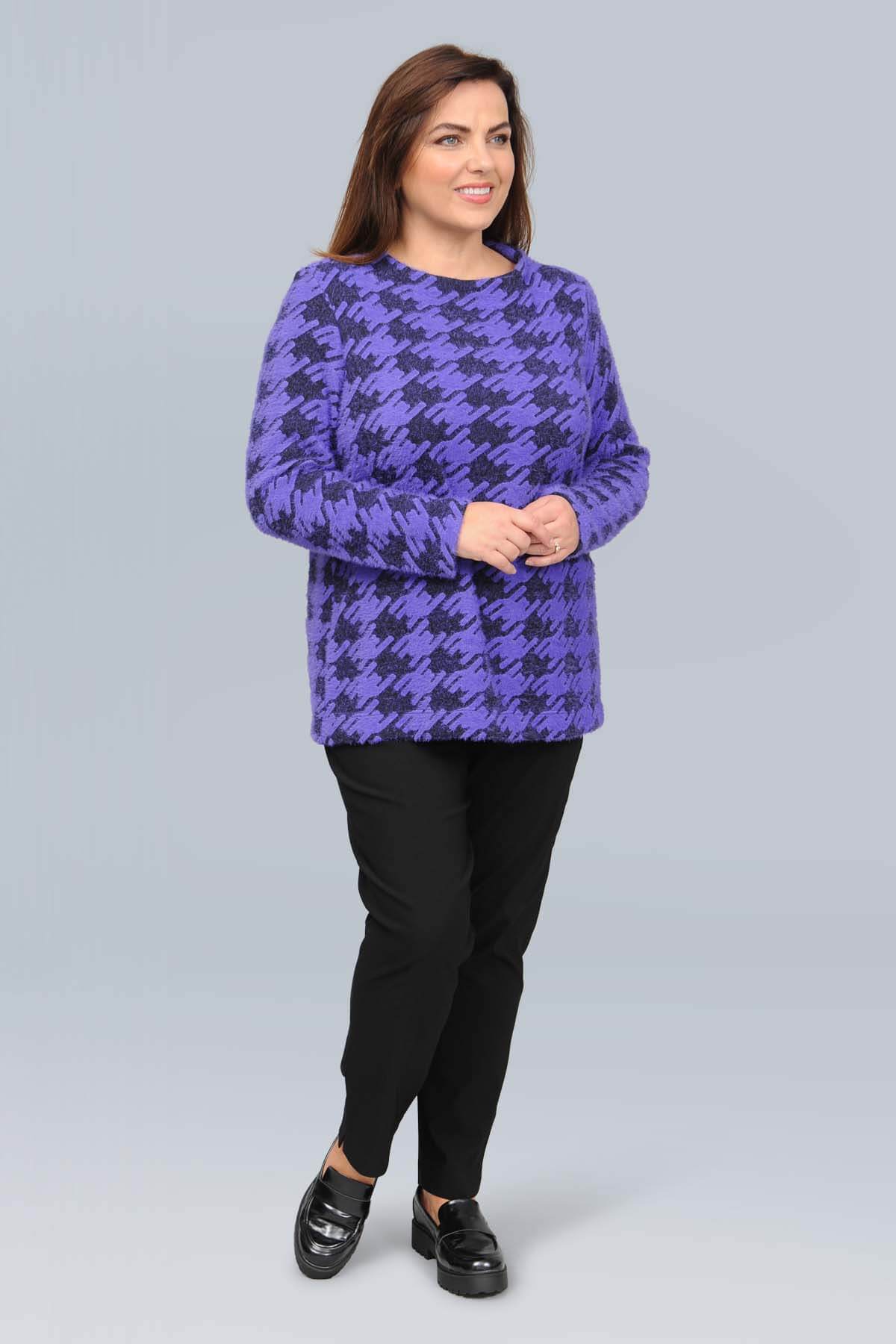 Mona Lisa dogtooth jumper - purple/black