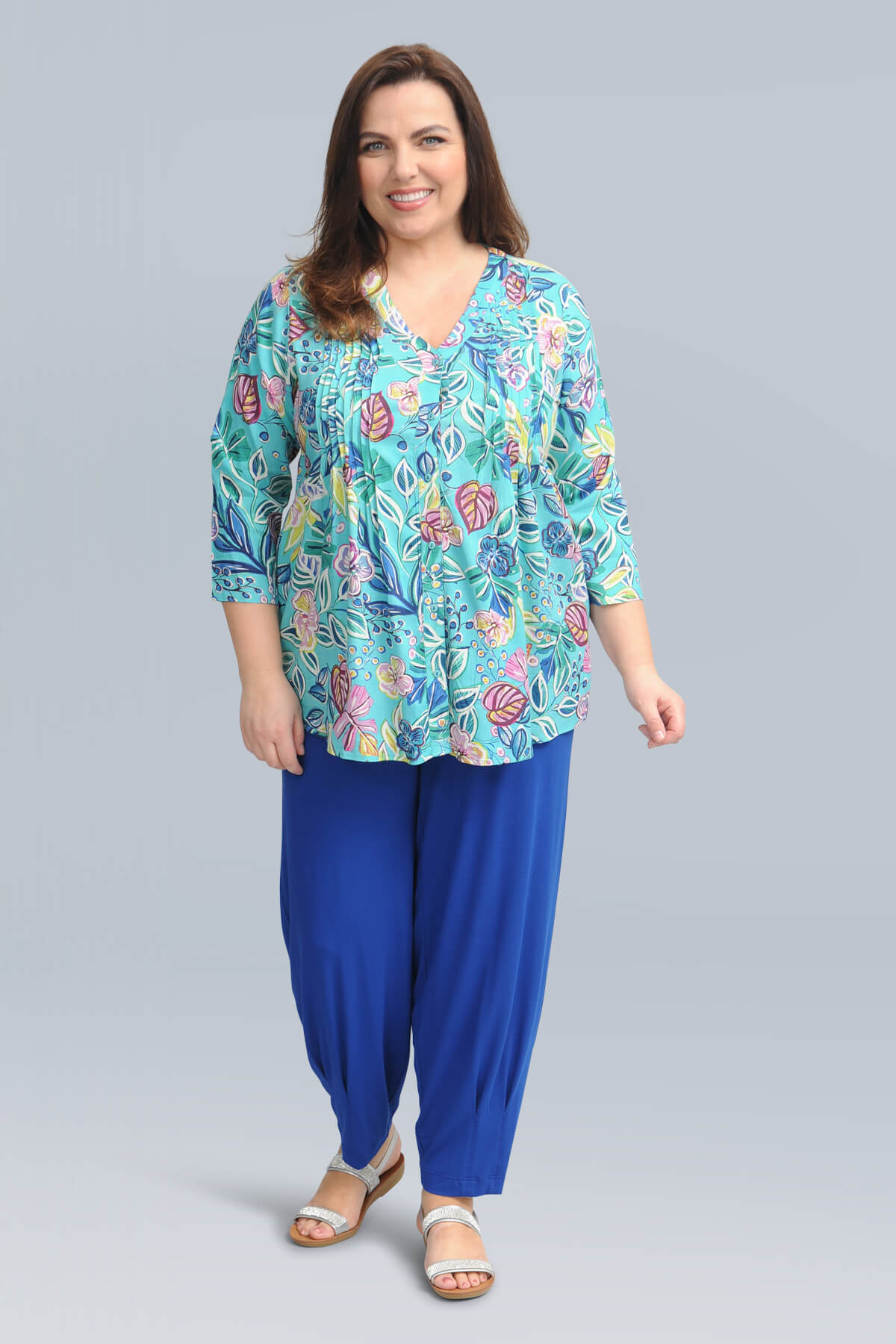 Orientique Balat pleat shirt – Sky Floral | Bakou