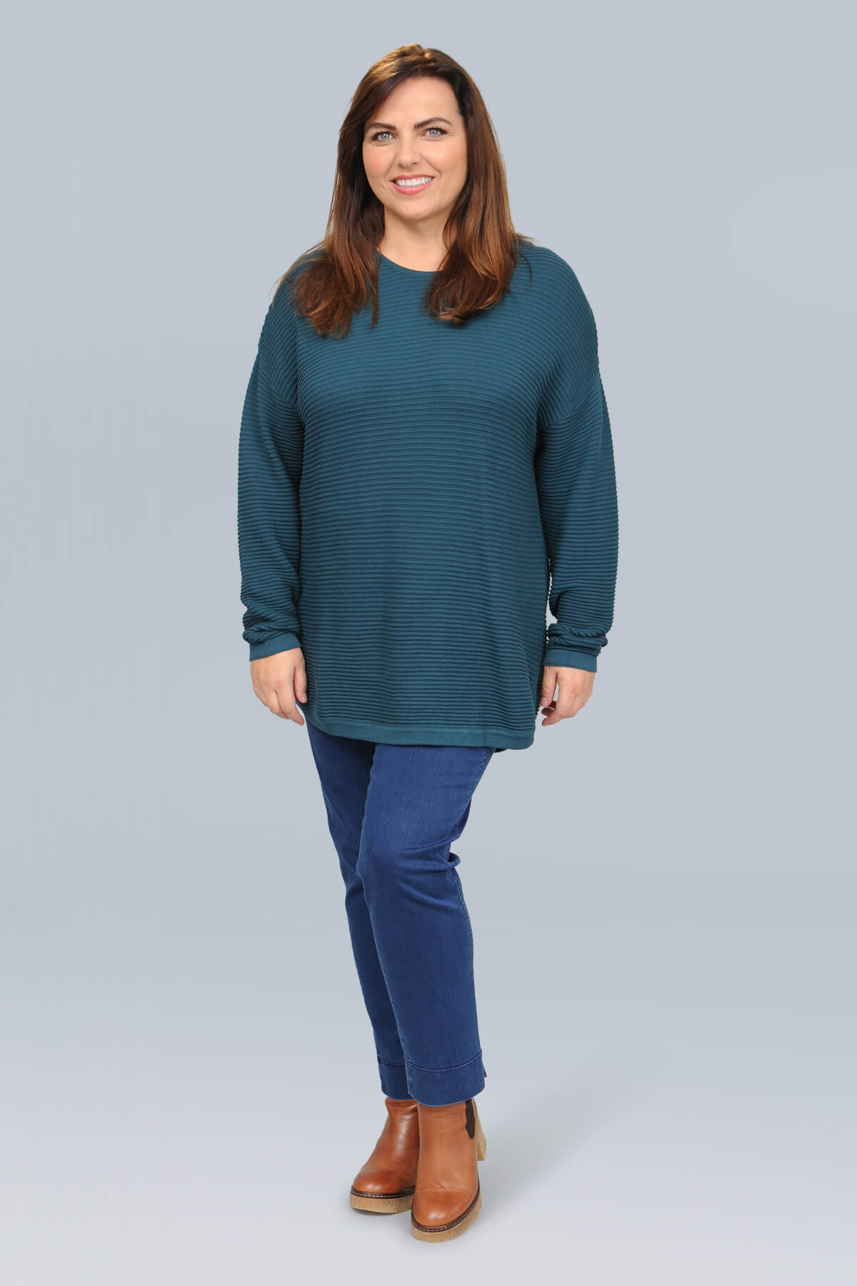 Orientique ribbed jumper - mediterranean