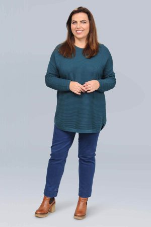 The model in this photo is wearing an organice cotten jumper by Orientique for large ladies at Bakou London