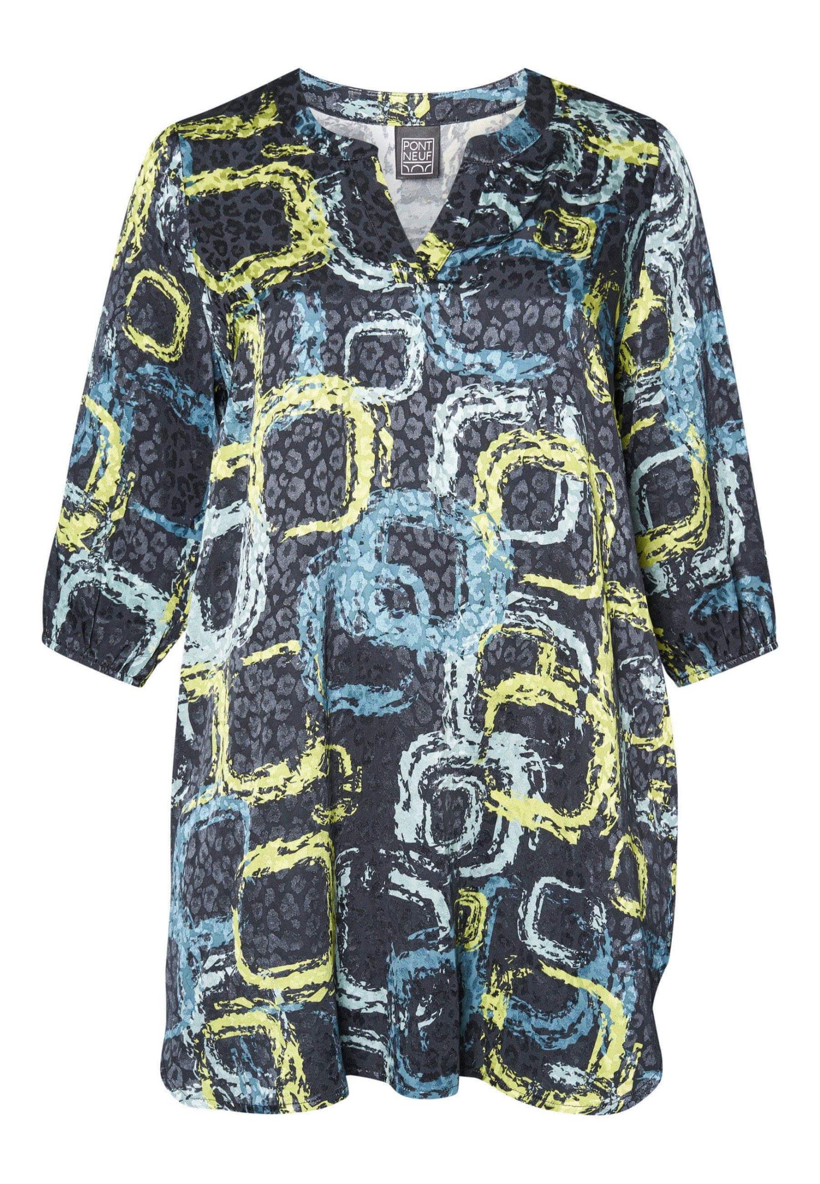 Pont Neuf Bloom long tunic - navy (abstract squares)