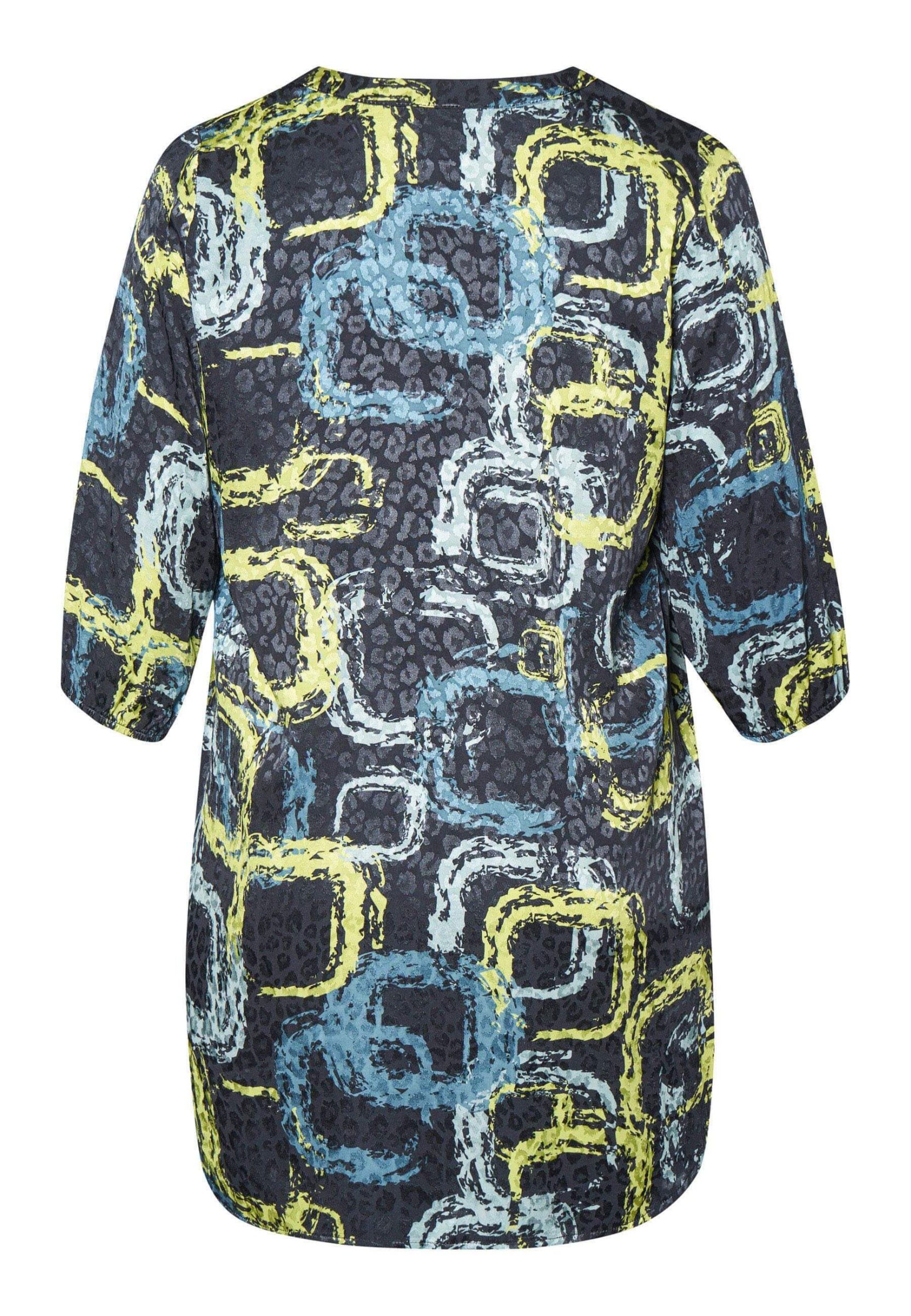 Pont Neuf Bloom long tunic - navy (abstract squares)