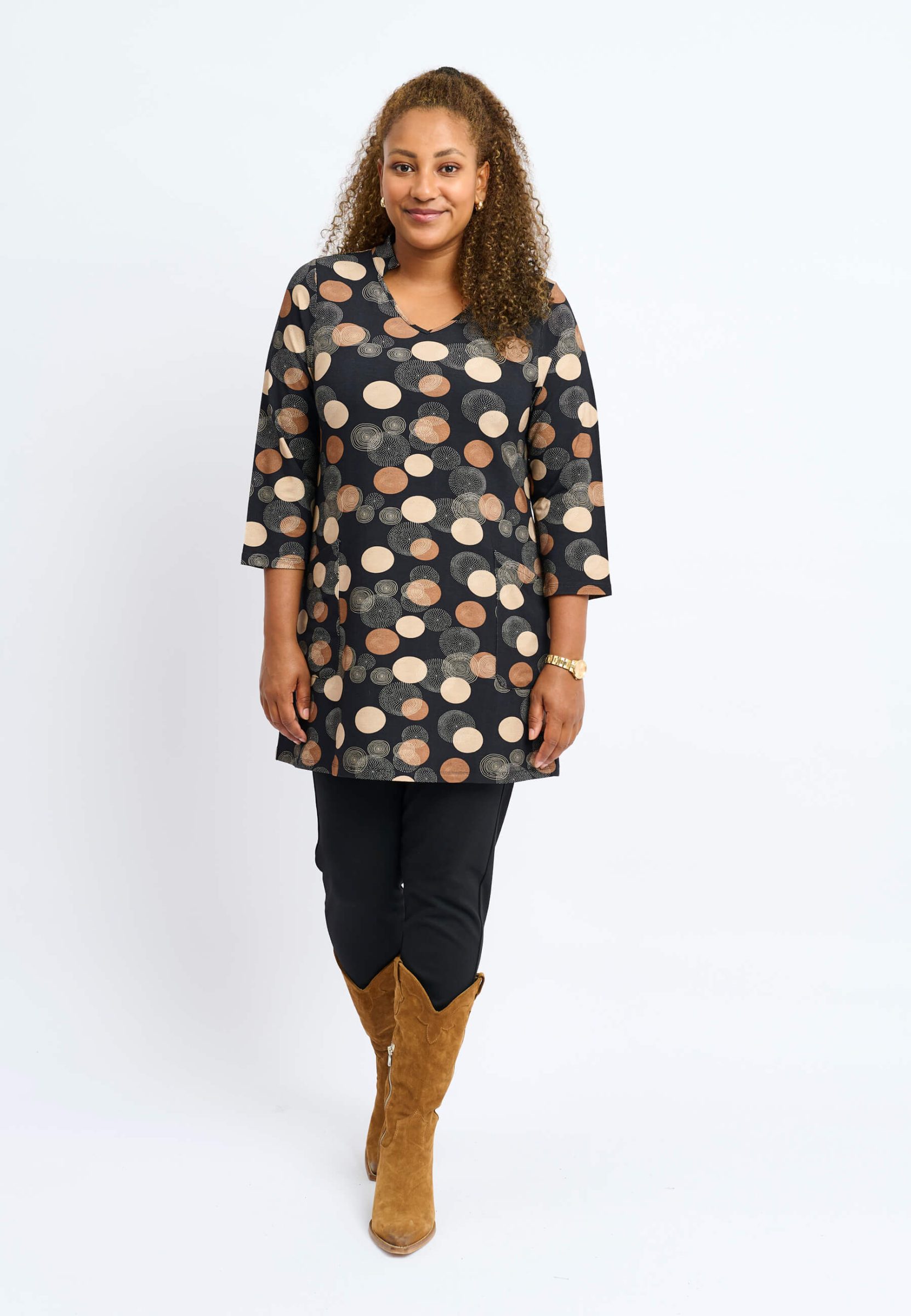 Pont Neuf Dorit circles tunic - black/browns