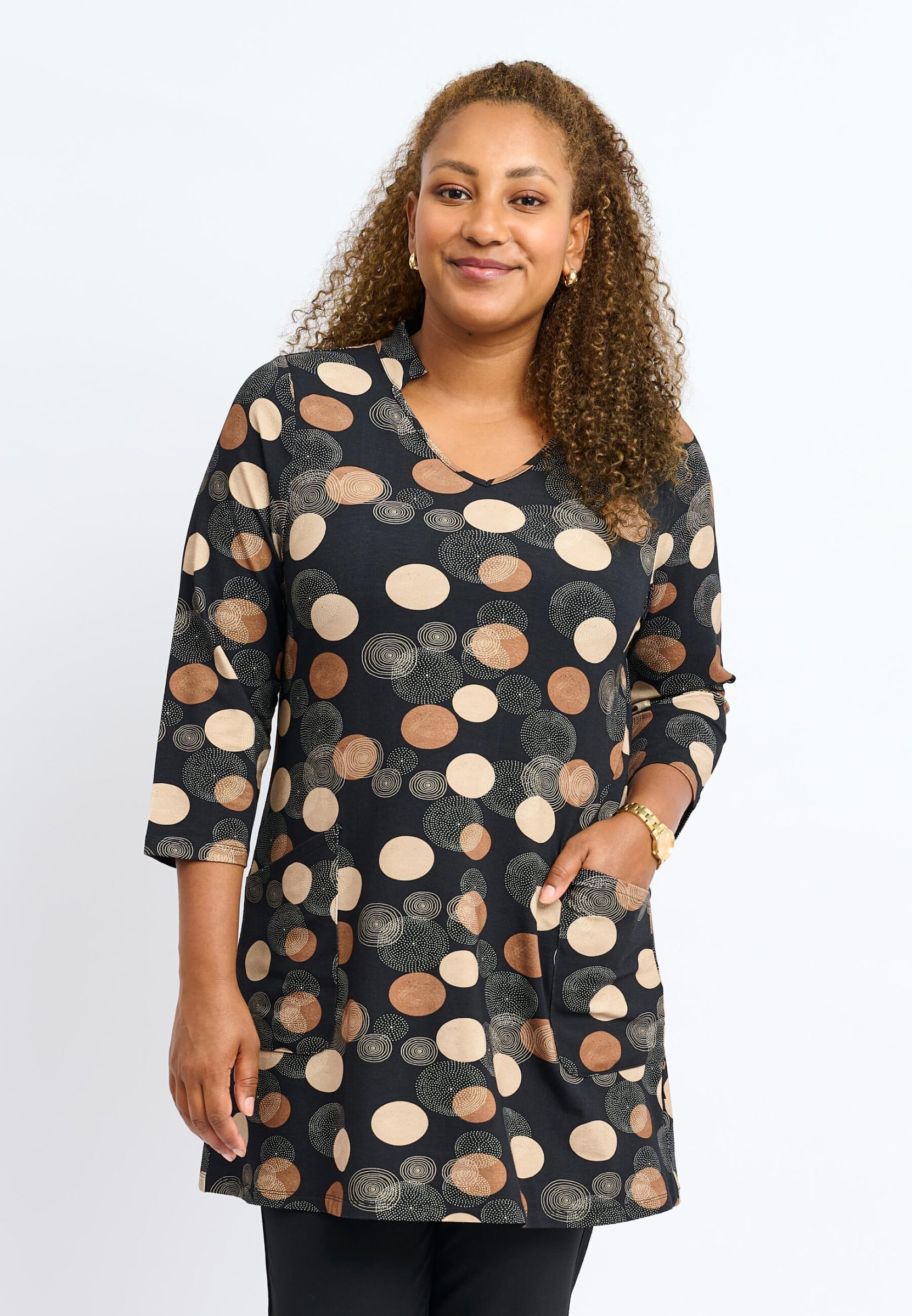 Pont Neuf Dorit circles tunic - black/browns