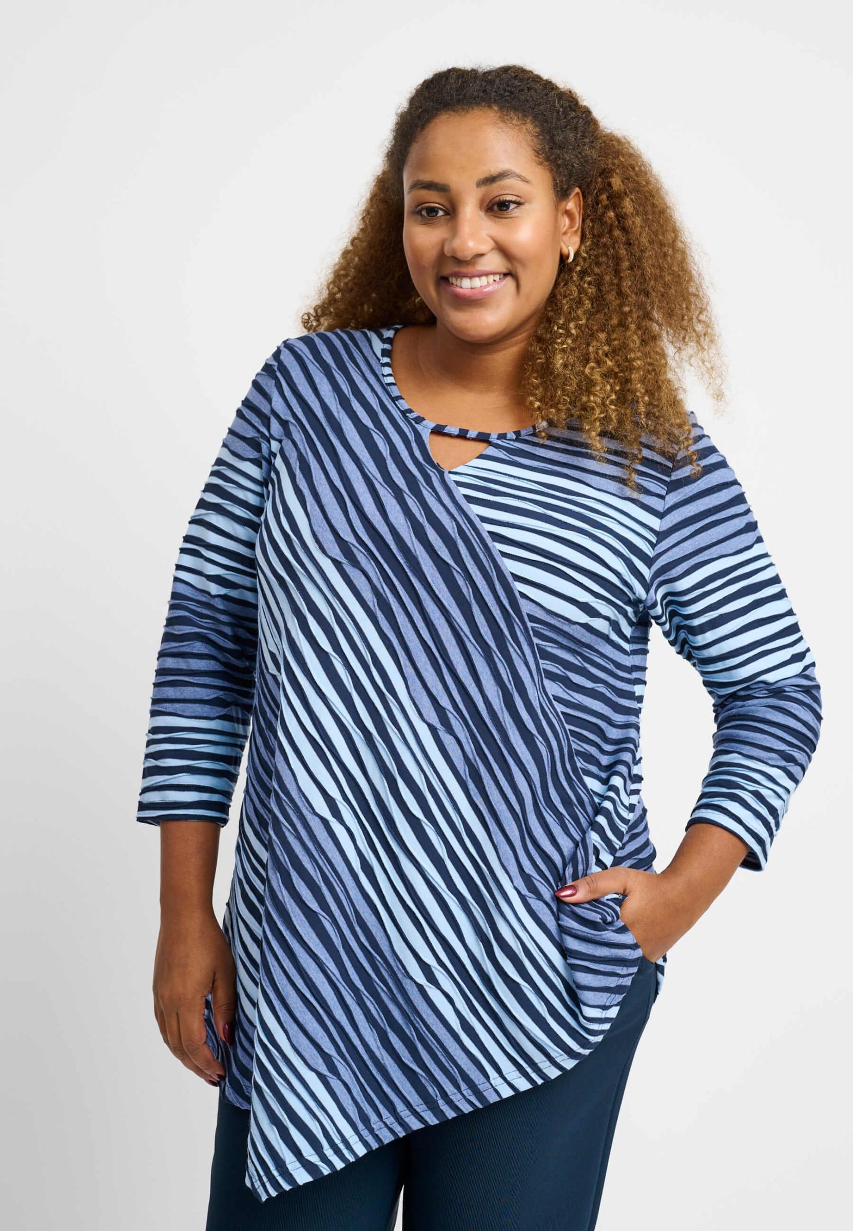 Pont Neuf Magrethe textured top - cornflower