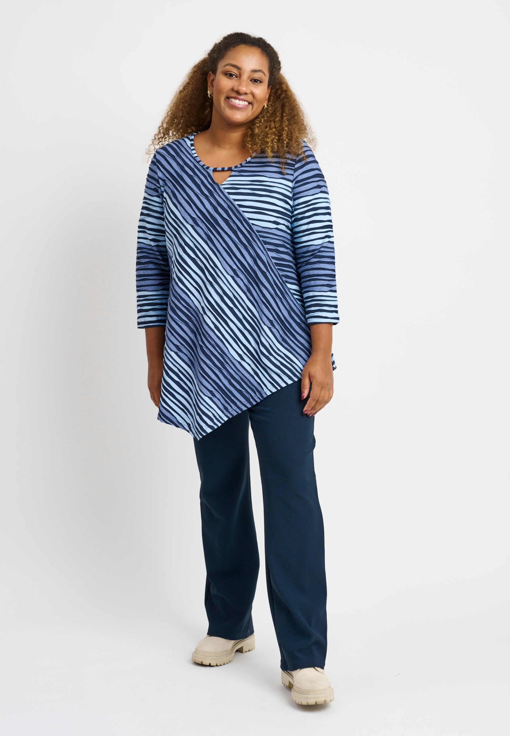 Pont Neuf Magrethe textured top - cornflower