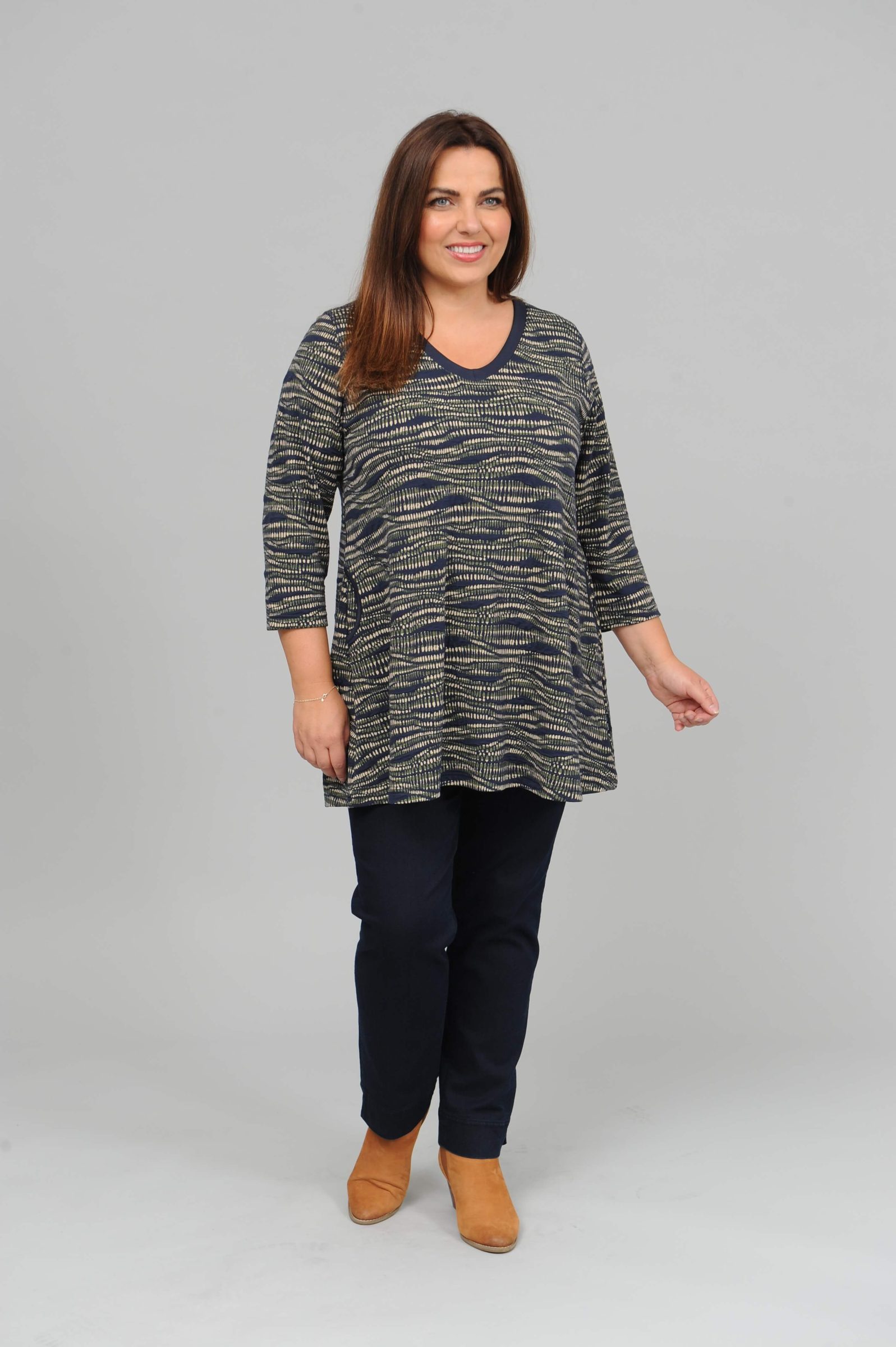 Pont Neuf Melina wave tunic - navy/green