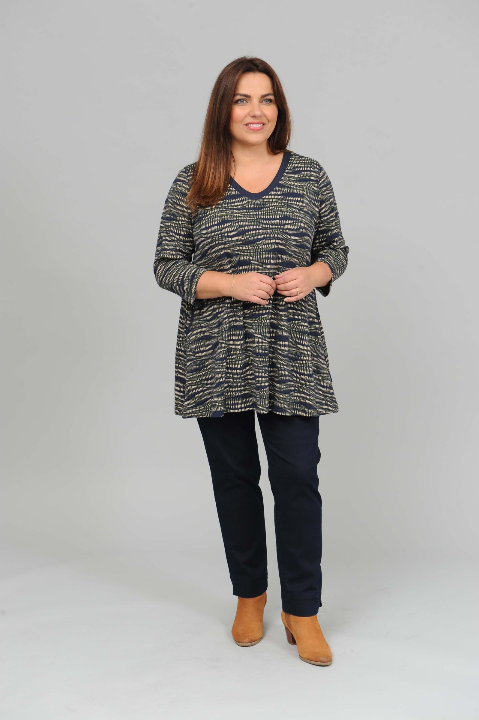 Pont Neuf Melina wave tunic - navy/green