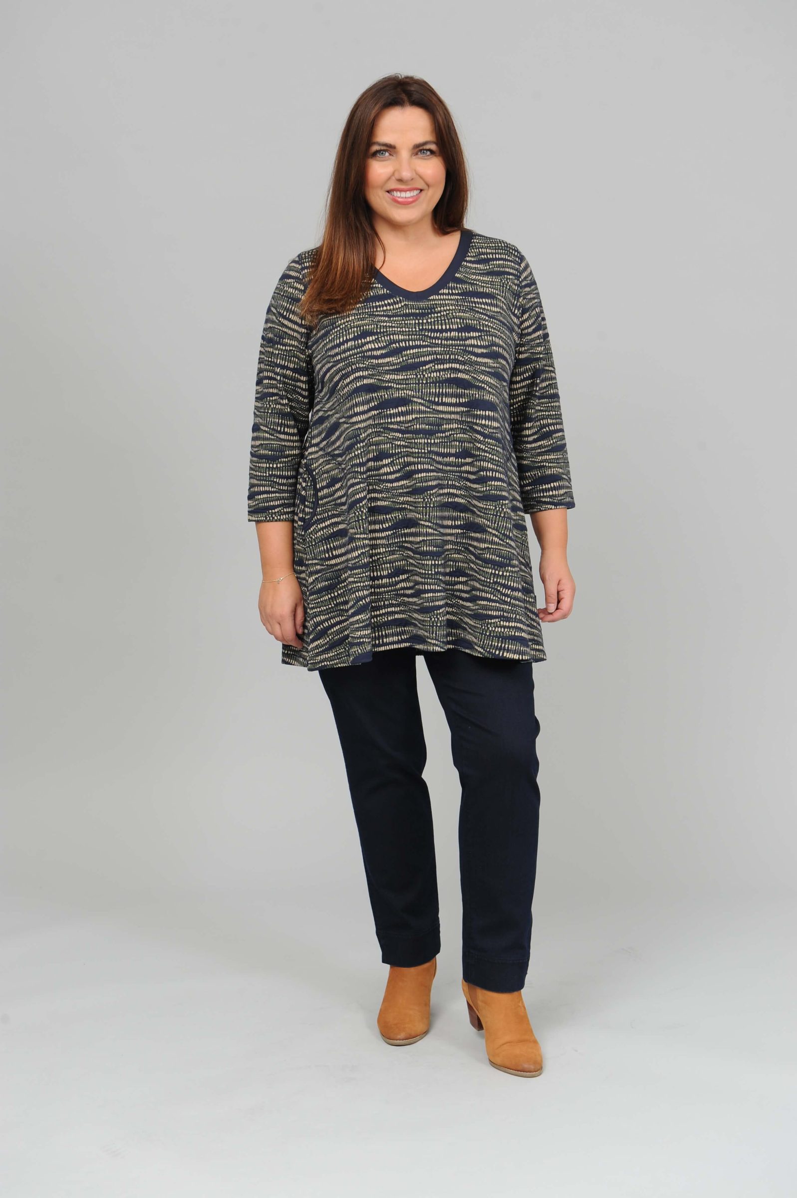 Pont Neuf Melina wave tunic - navy/green