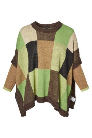 This is an image of a Pont Neuf Salva poncho jumper for warmth on a Winter's day at Bakou London