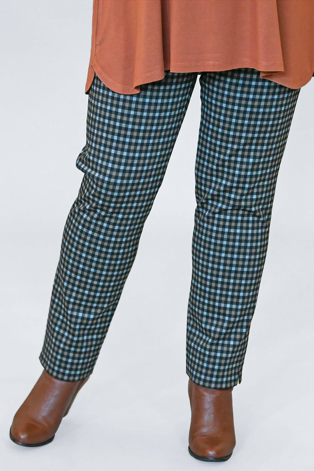 Robell Mimi check zip trousers