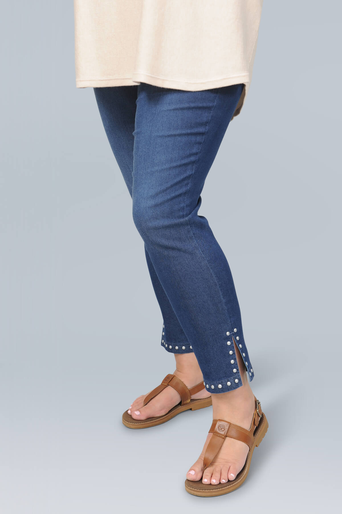 Robell Rose stud crop jeans - mid denim