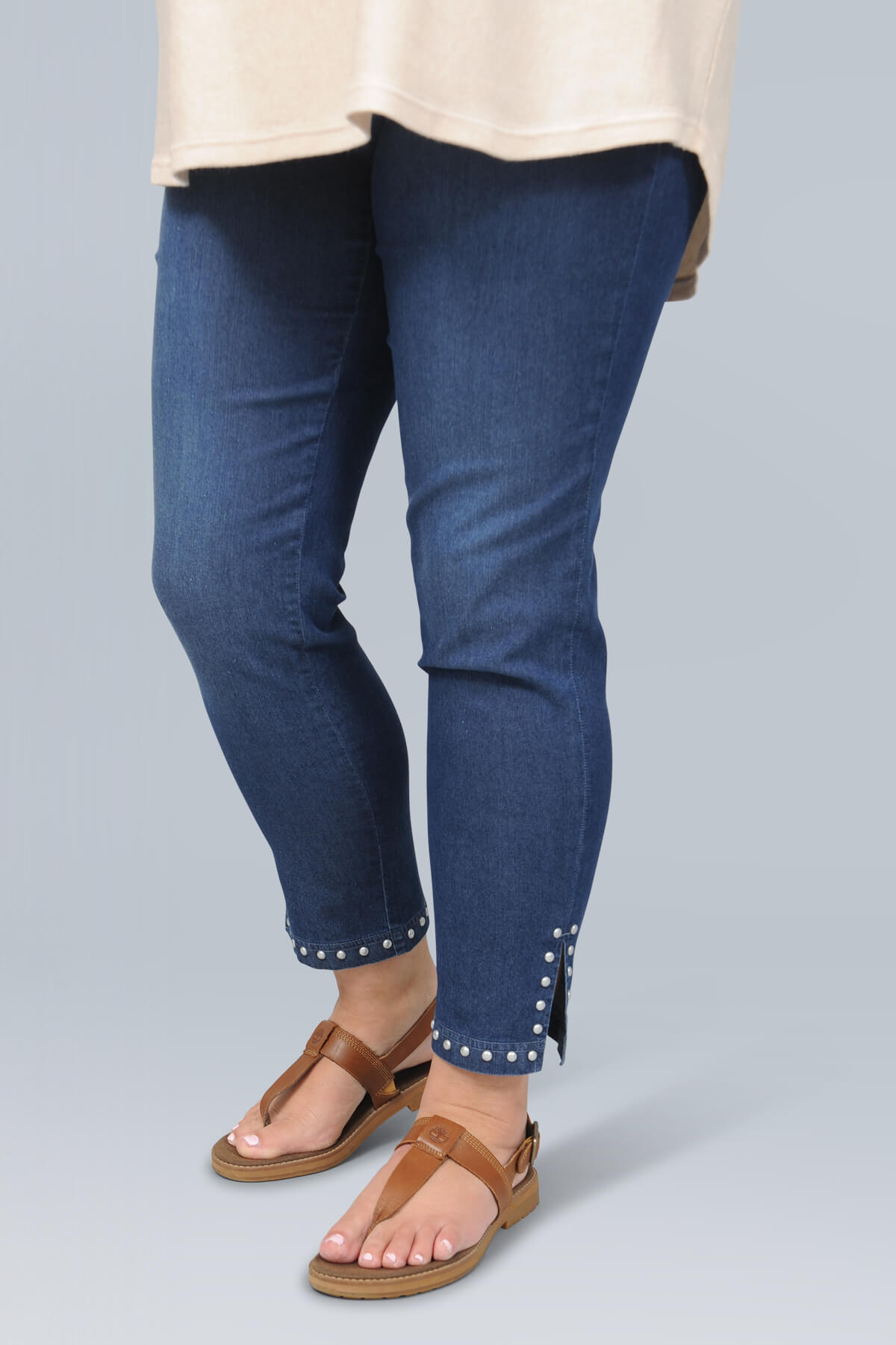 Robell Rose stud crop jeans - mid denim