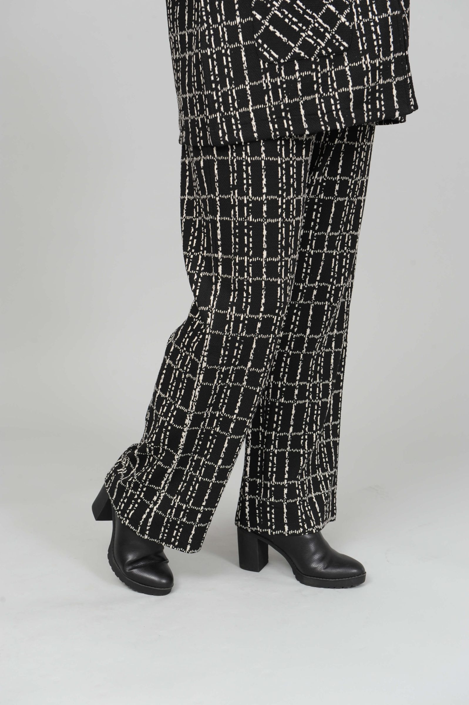 See You check suit palazzo trousers - black/off white