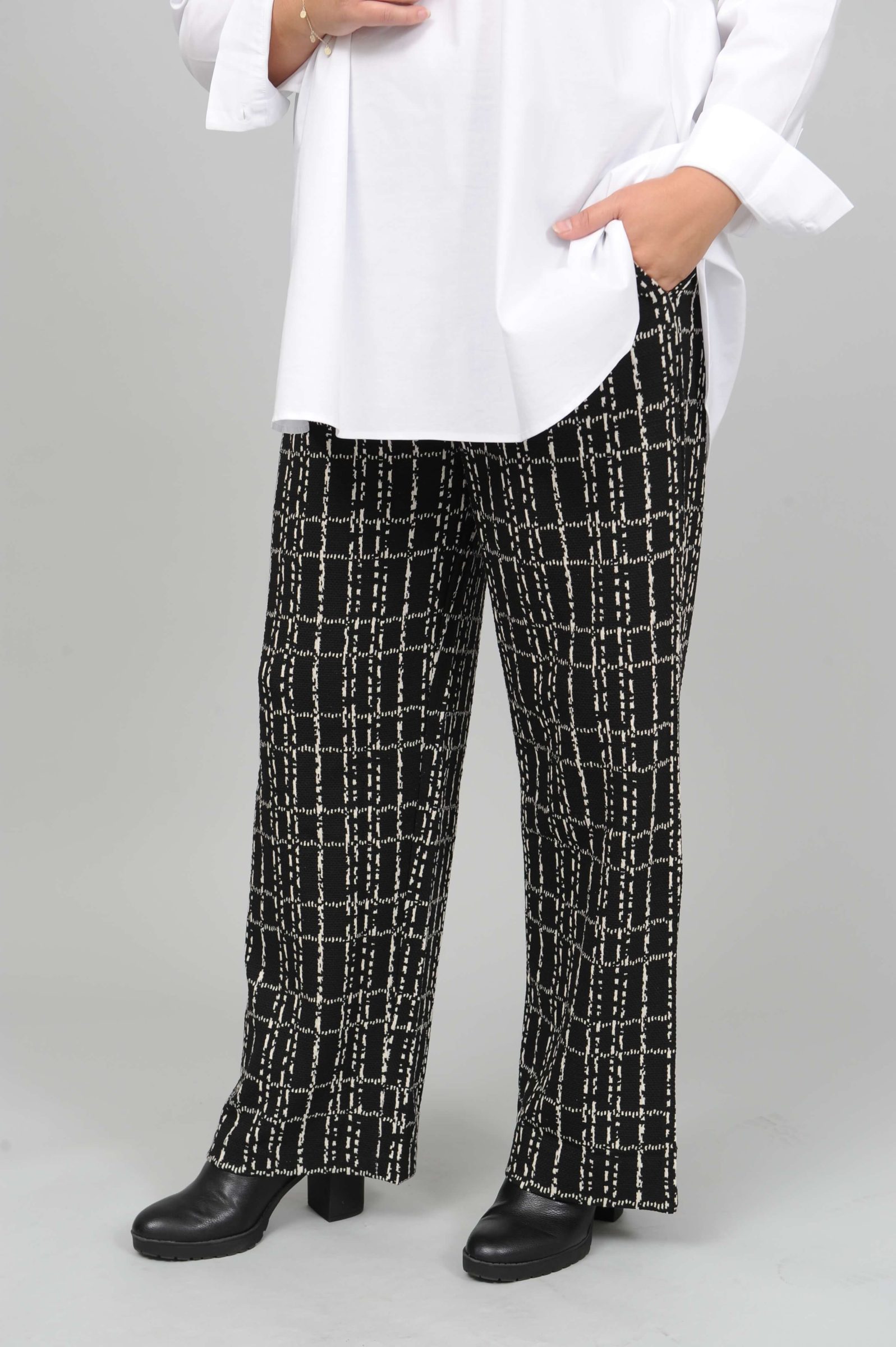 See You check suit palazzo trousers - black/off white