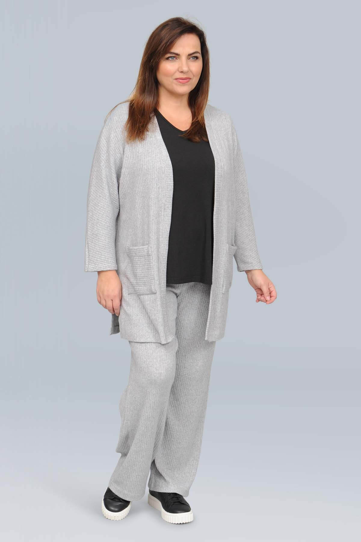 See You ribbed cardi - silver grey