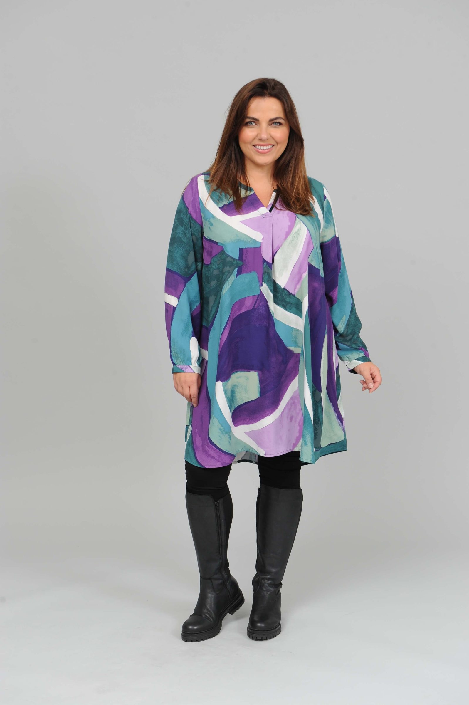 Via Appia abstract tunic/dress - green/purple