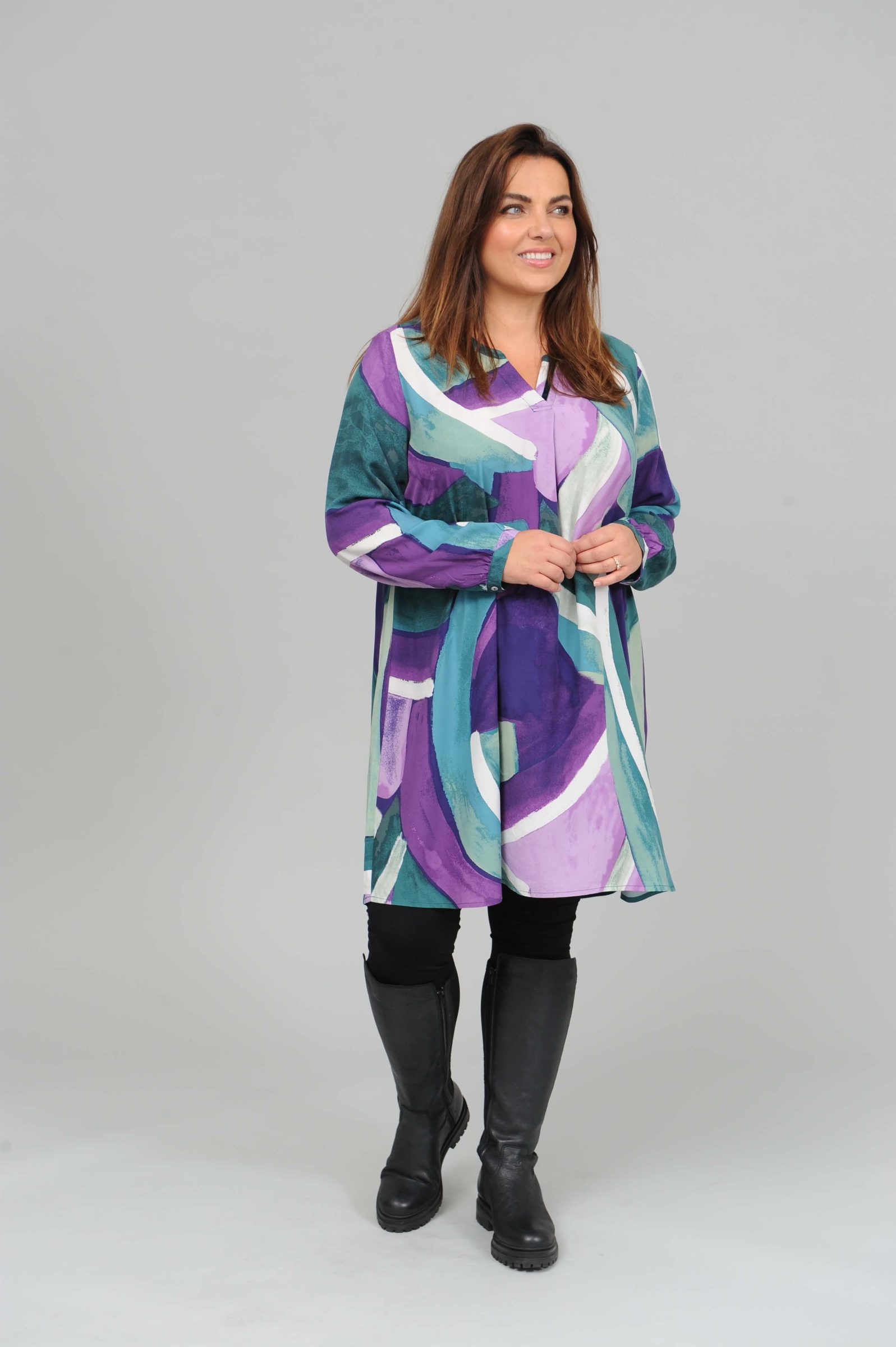 Via Appia abstract tunic/dress - green/purple