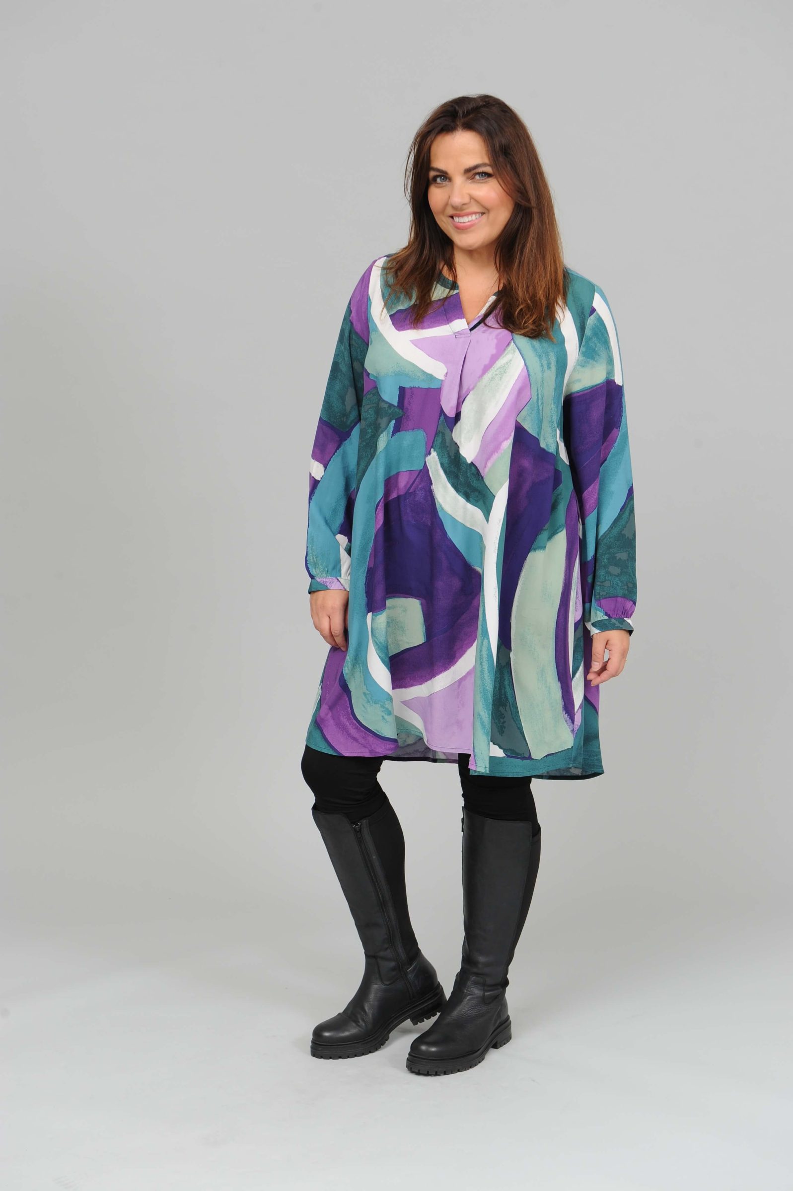 Via Appia abstract tunic/dress - green/purple