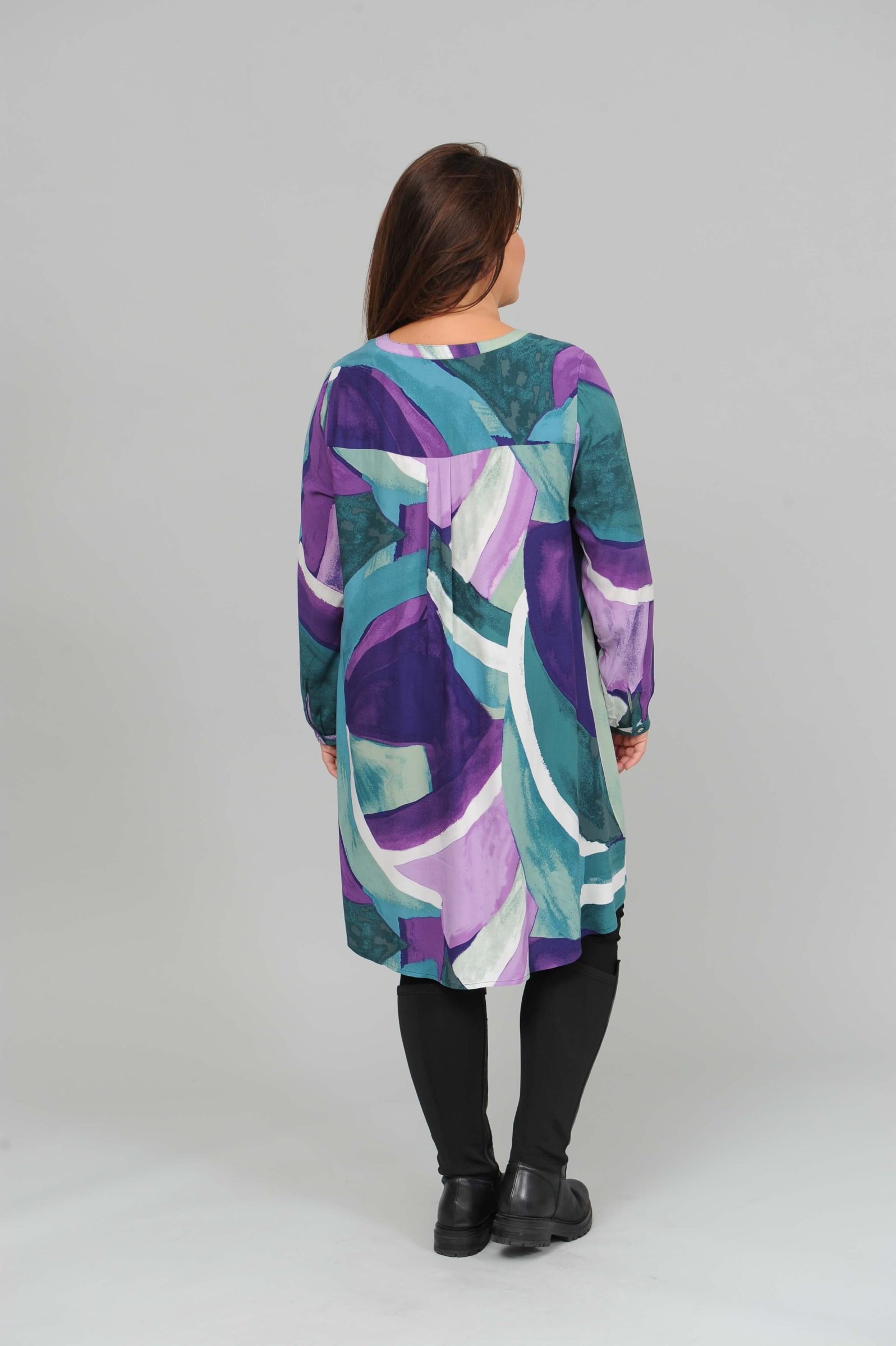 Via Appia abstract tunic/dress - green/purple