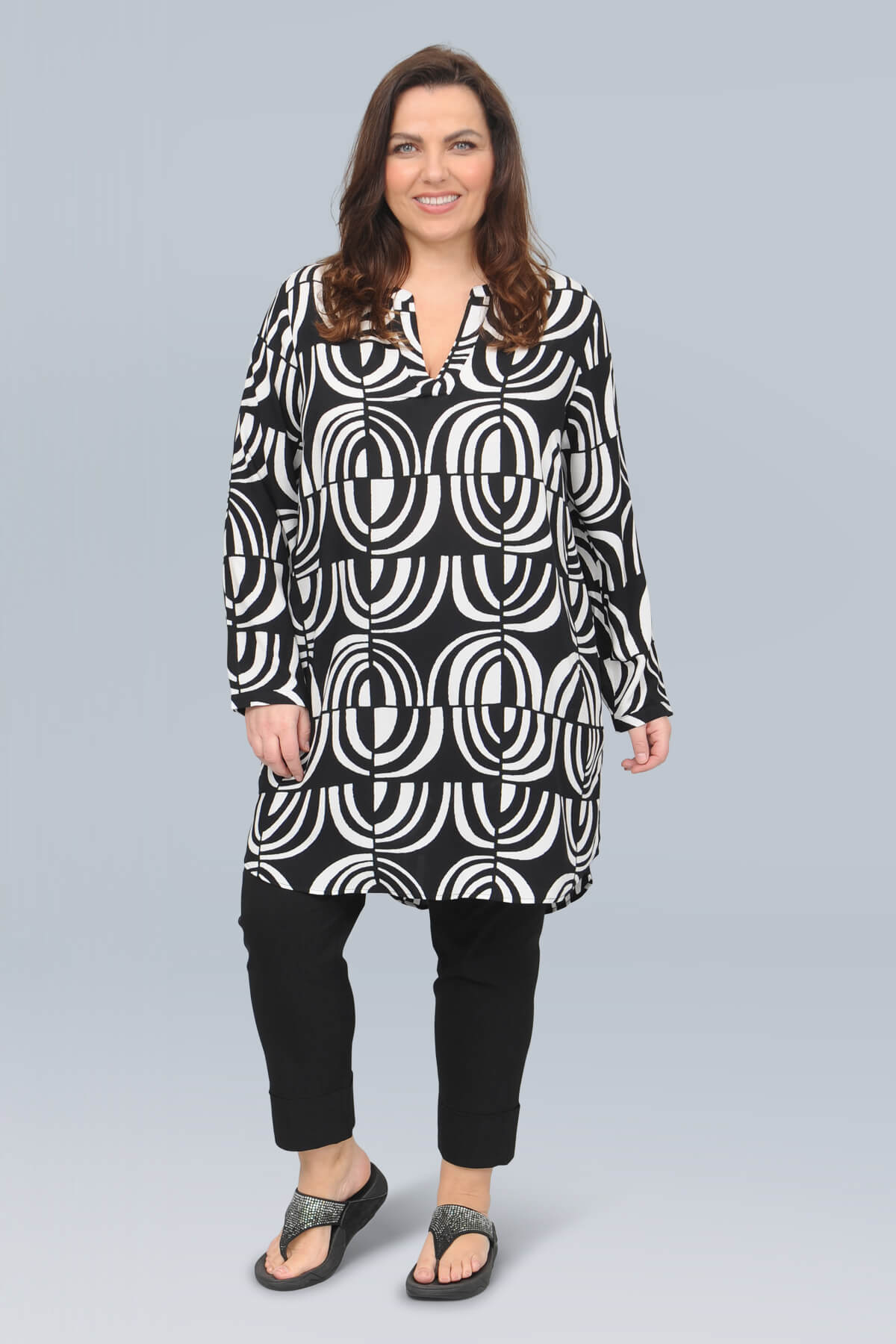 Via Appia abstract tunic - black/white