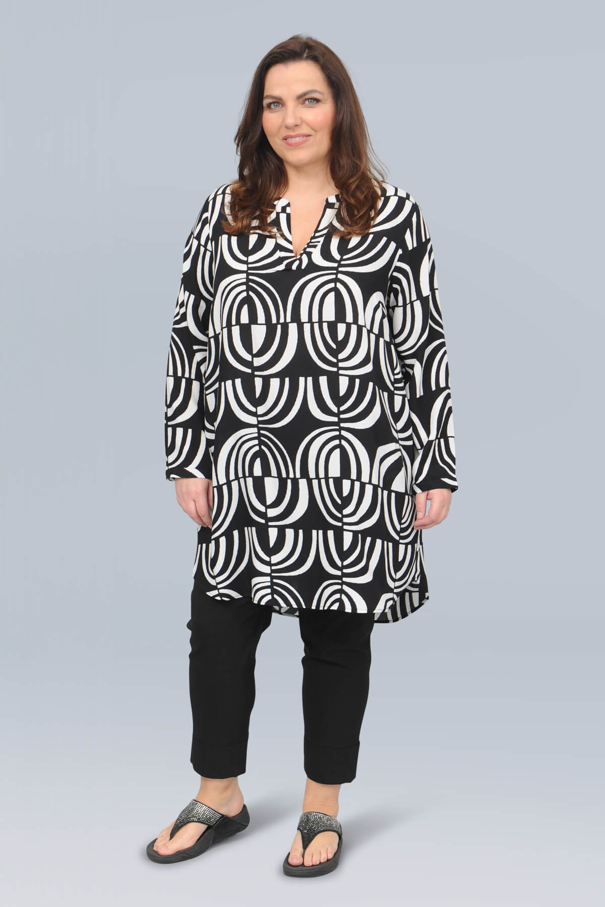 Via Appia abstract tunic - black/white