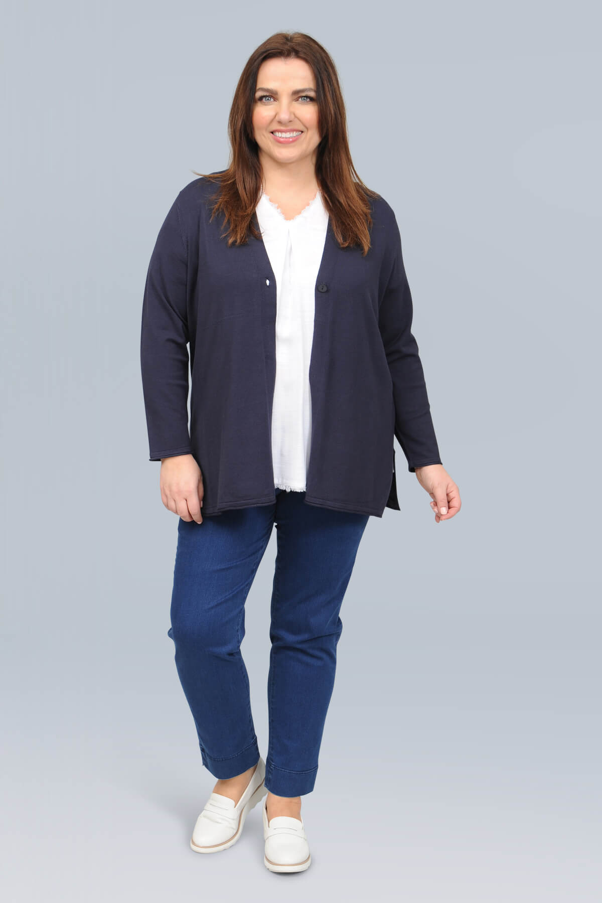 Via Appia one button cardi - navy