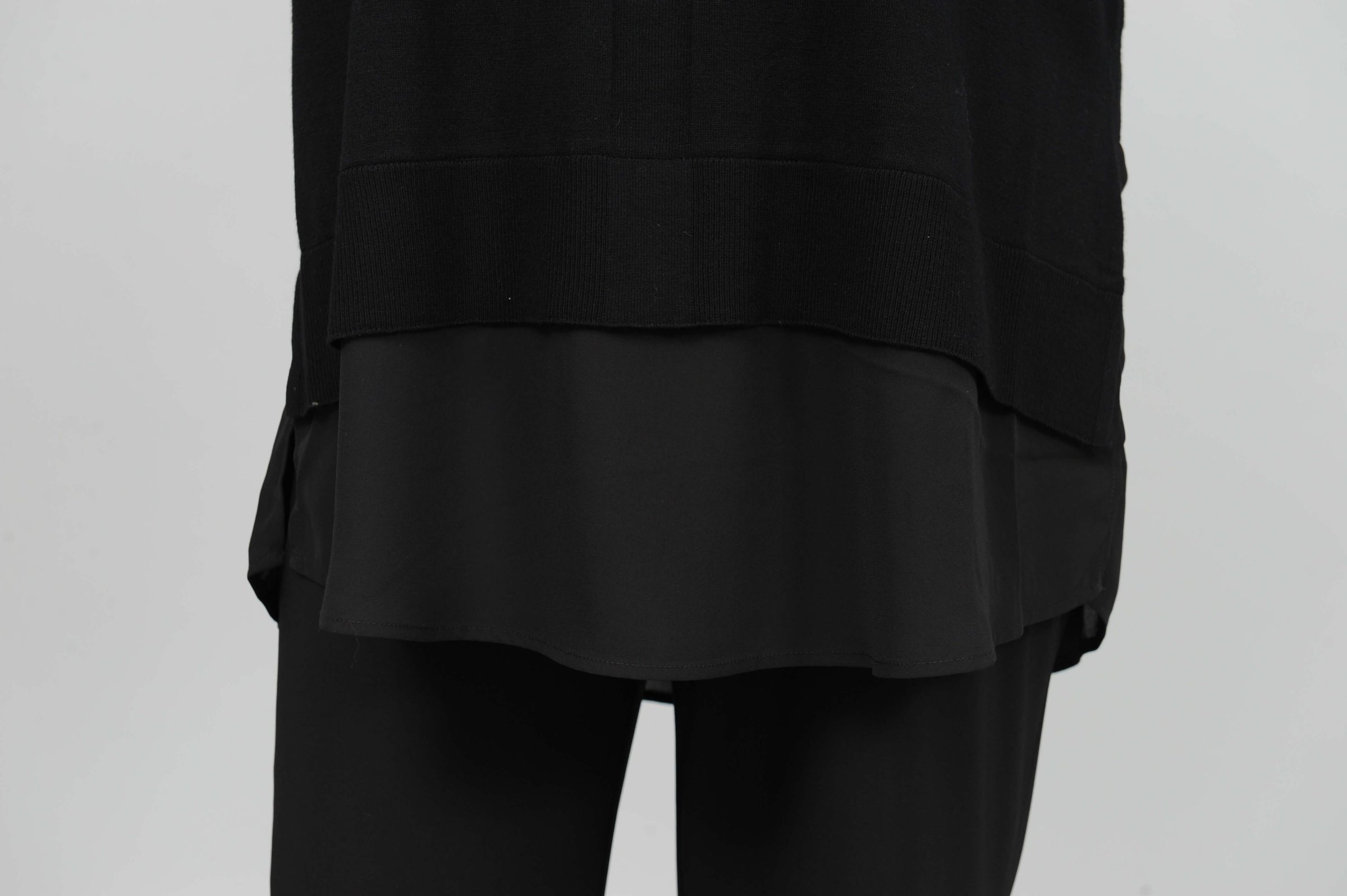 Via Appia chiffon panel jumper - black