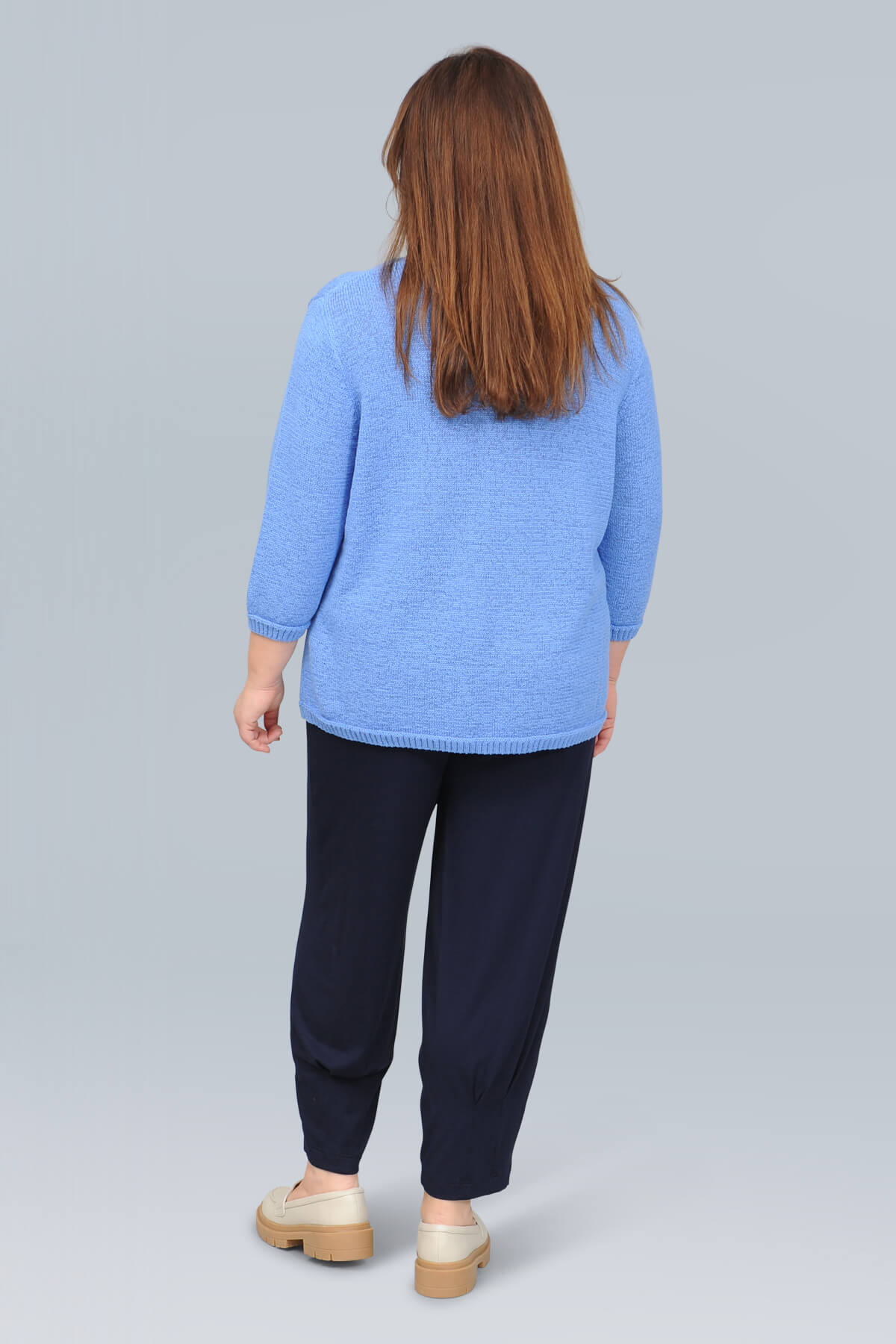 Via Appia v neck jumper - cornflower