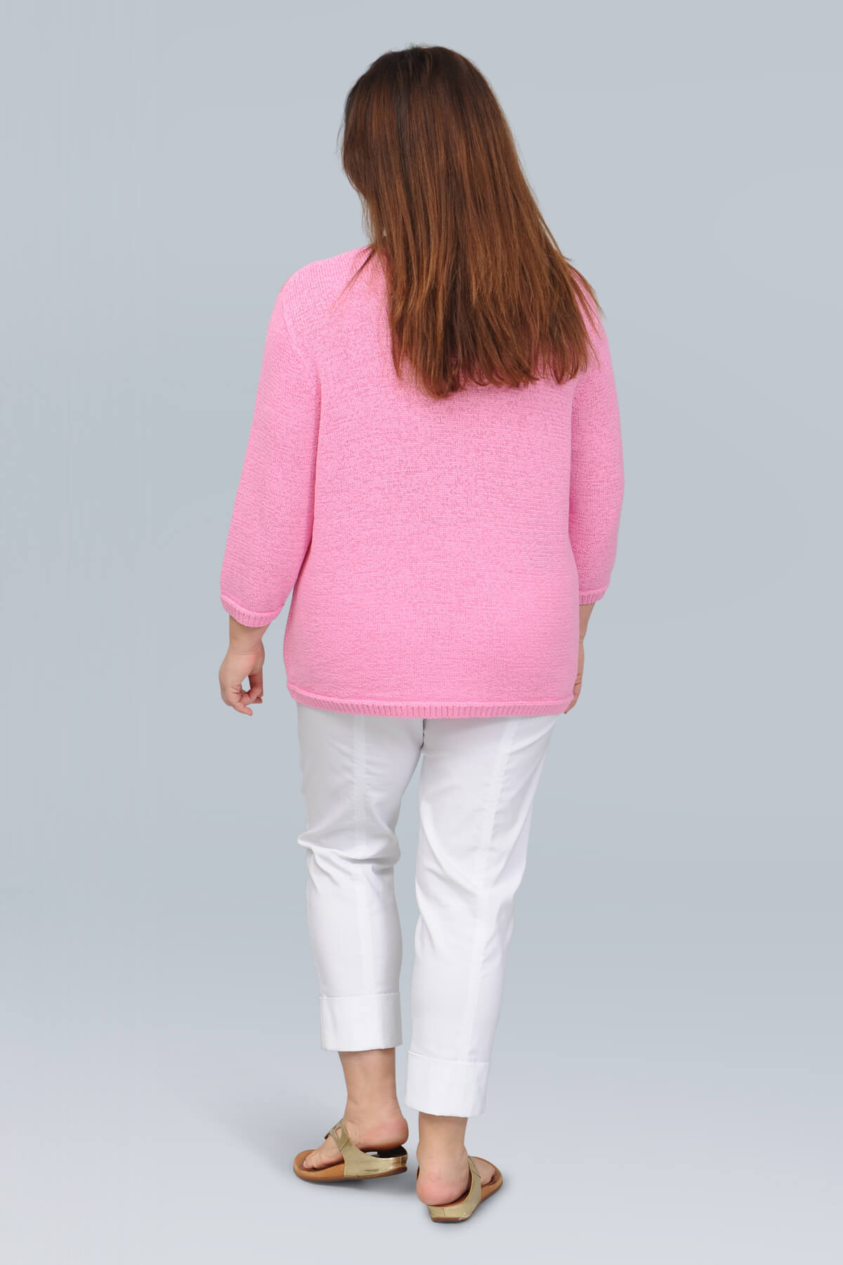 Via Appia v neck jumper - rose pink