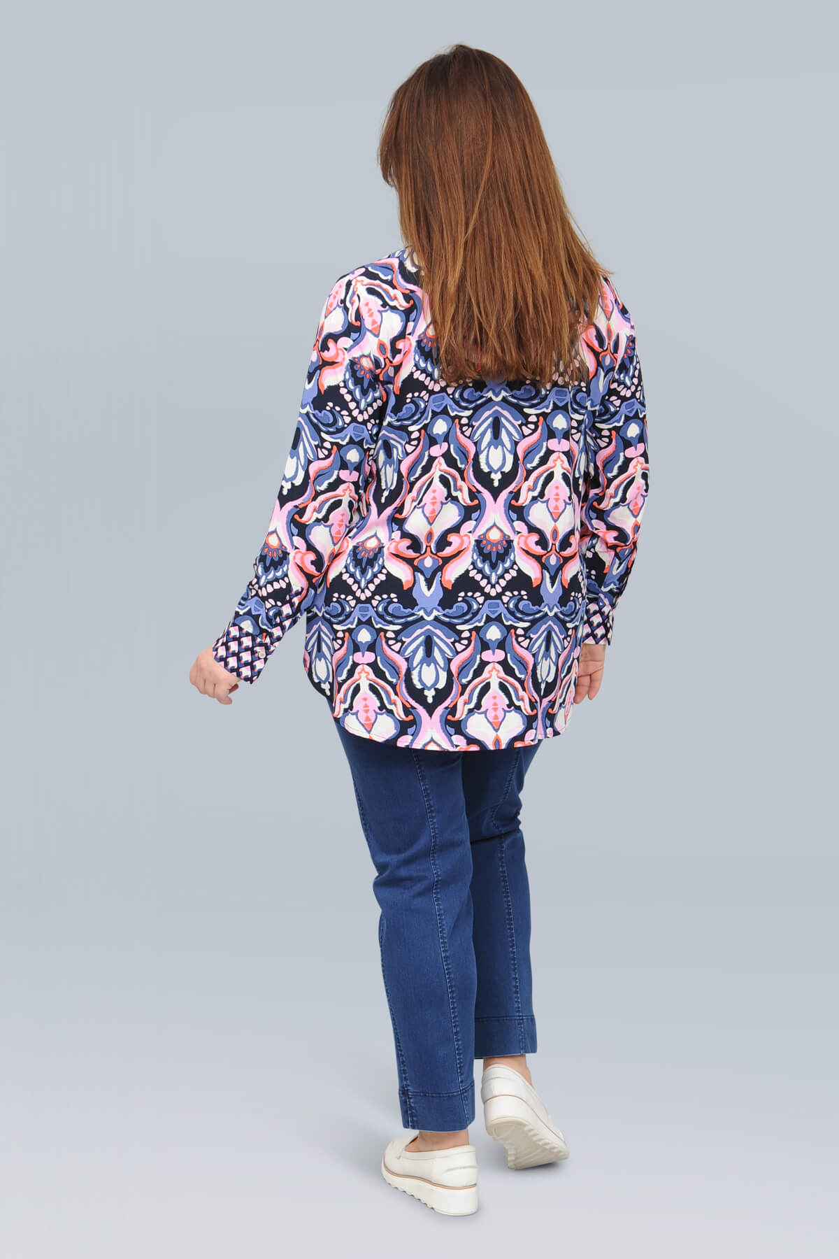 Via Appia patterned top - blue/pink