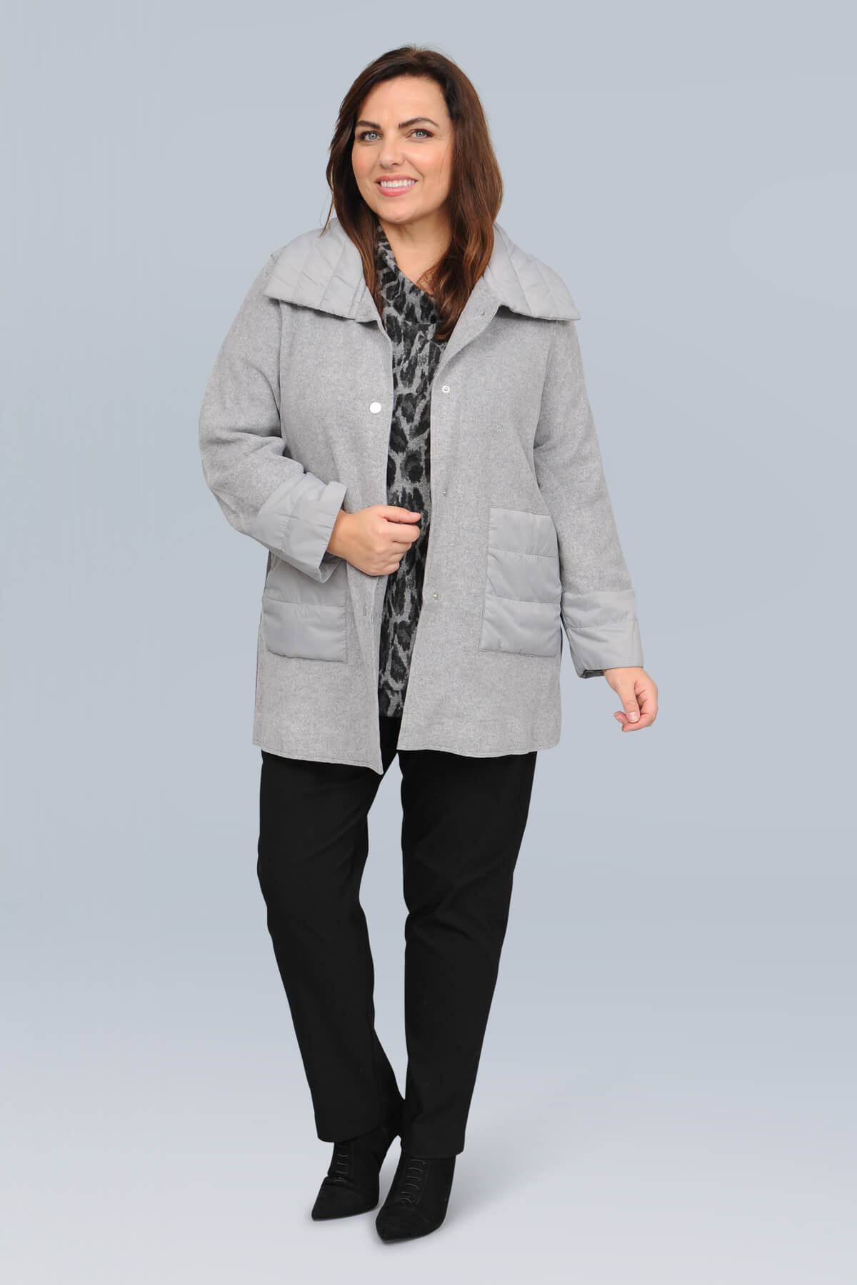 Via Appia popper jacket - silver grey