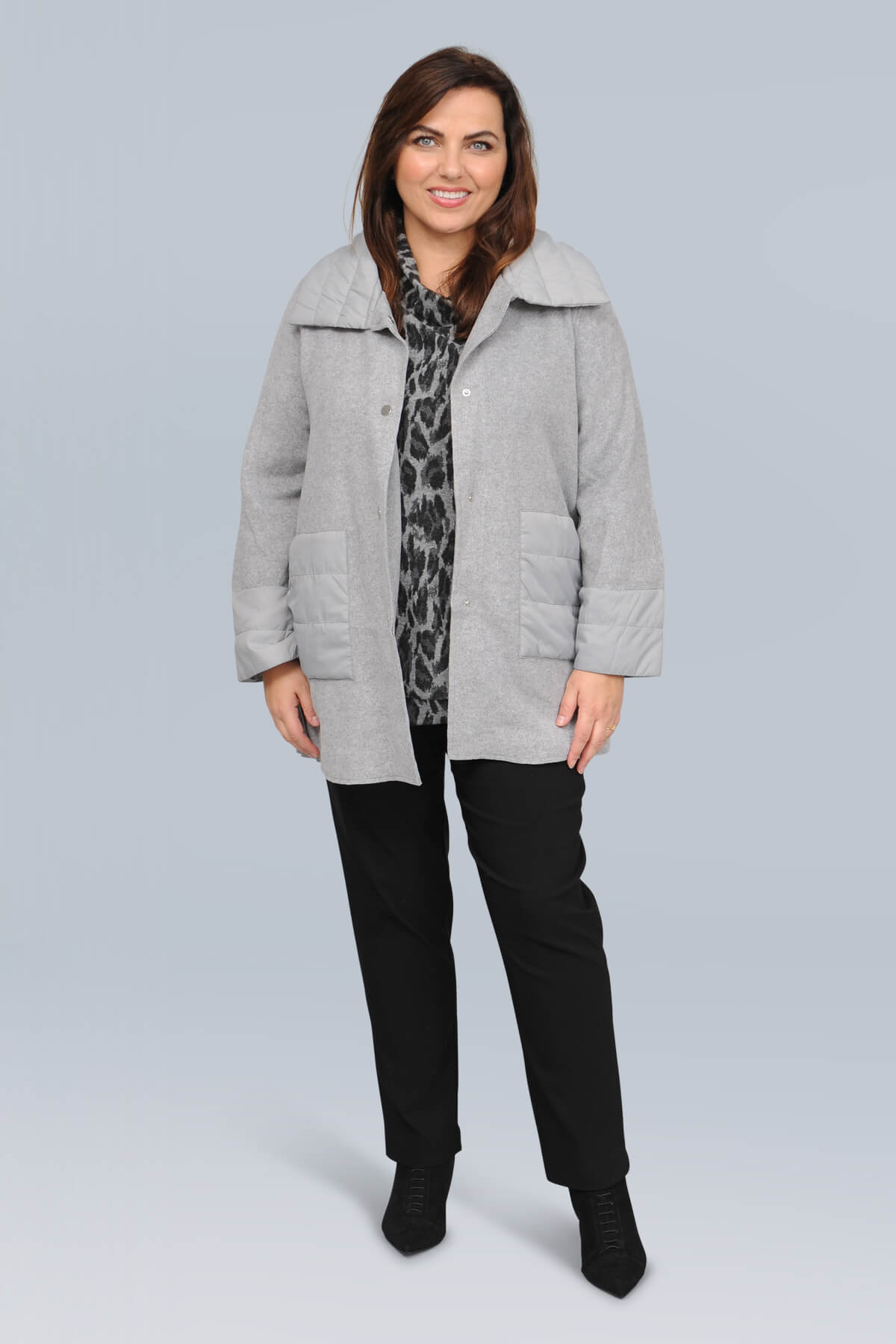 Via Appia popper jacket - silver grey