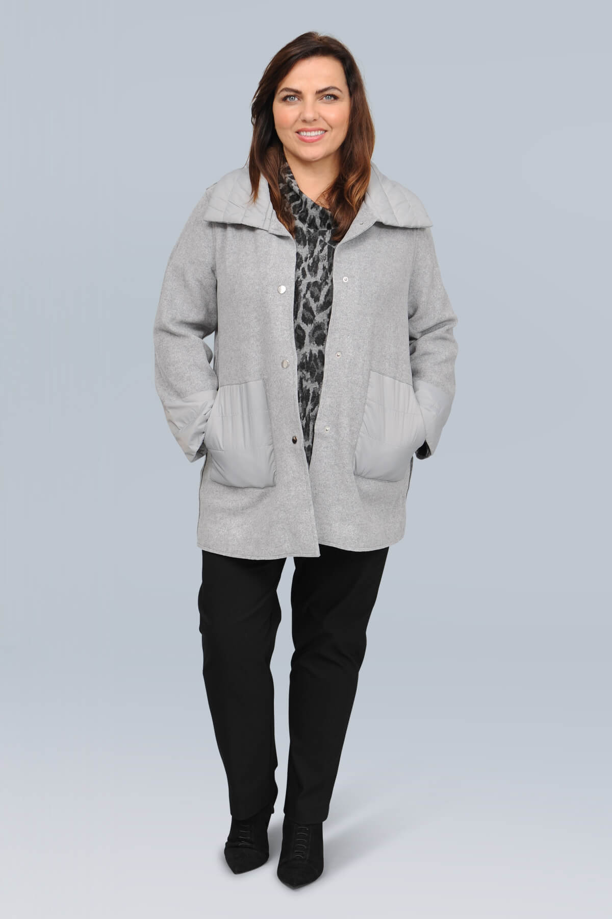 Via Appia popper jacket - silver grey