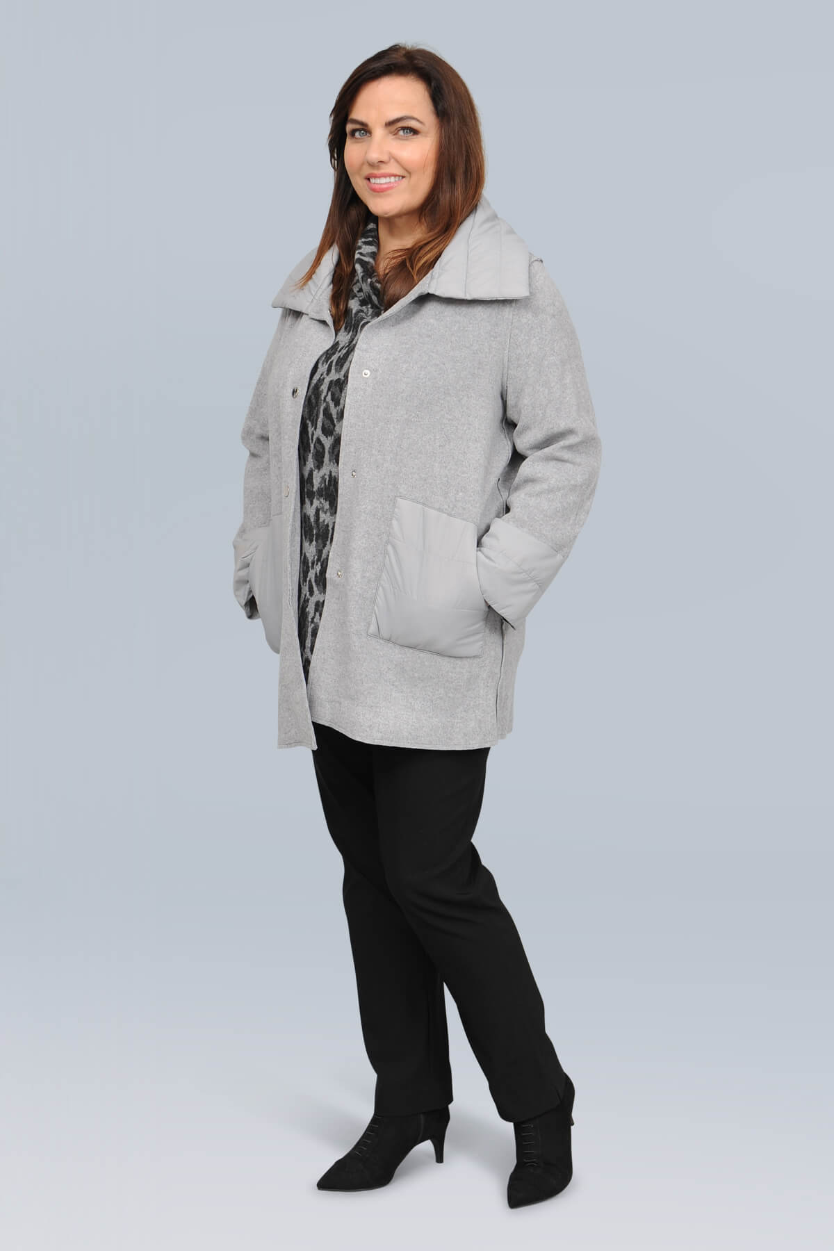 Via Appia popper jacket - silver grey