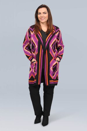 The model in this photo is wearing a bright and cheerful 'Pucci' print edge to edge jacket from Via Appia Due at Bakou for curvy girls