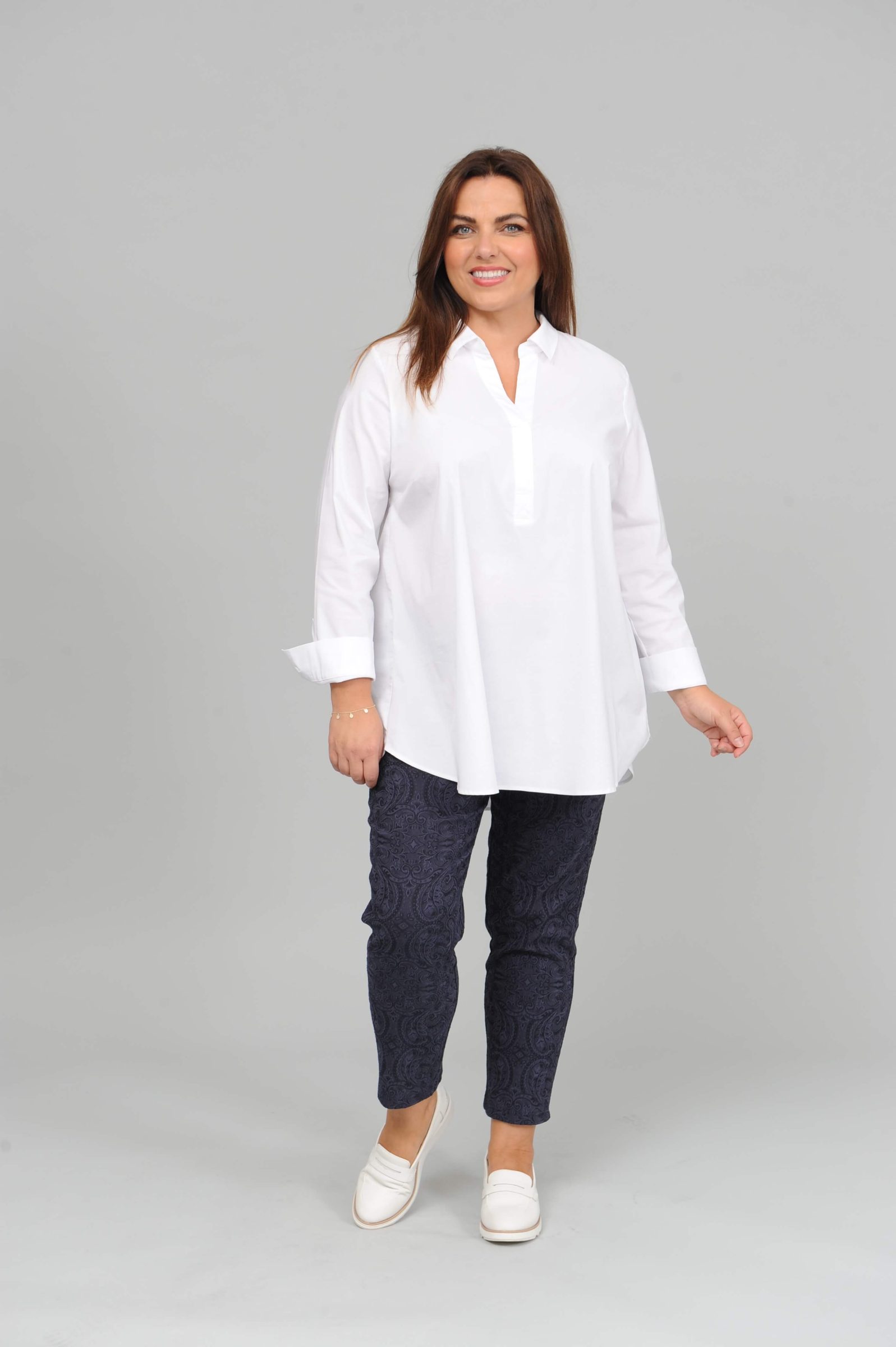 Via Appia collar tunic ( with stretch) - white