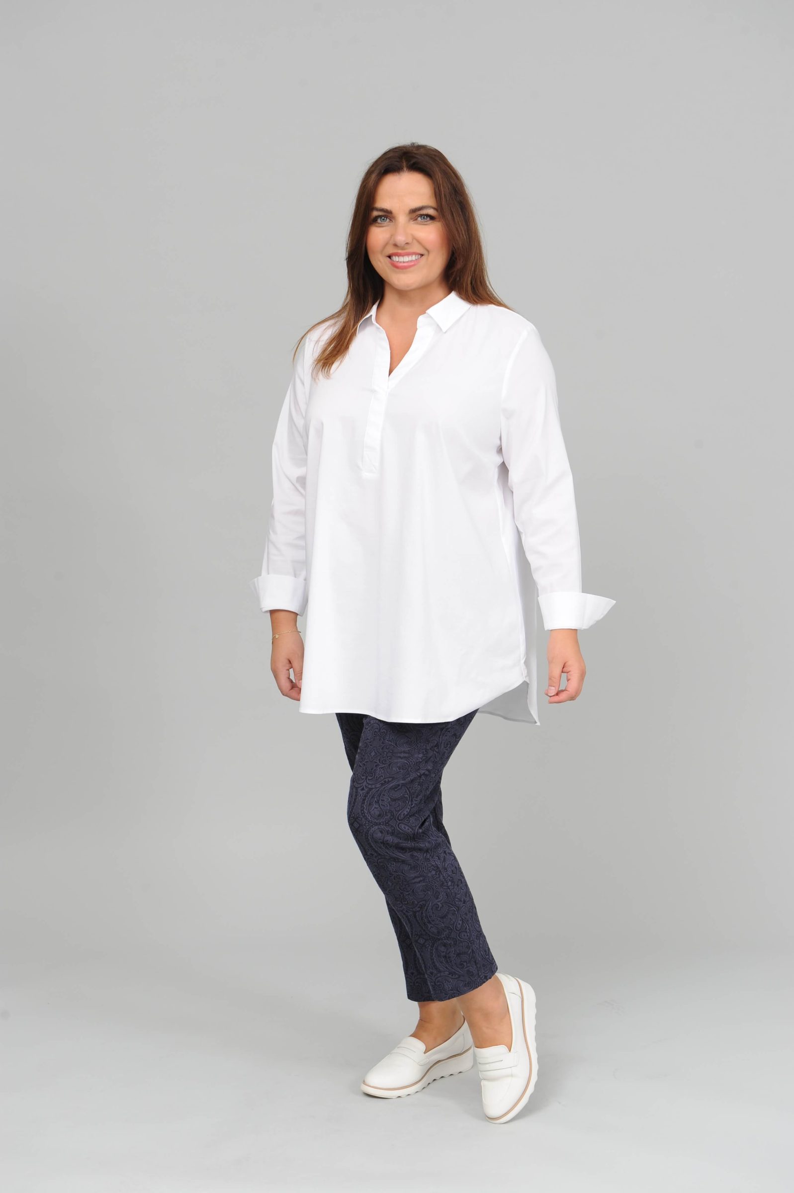 Via Appia collar tunic ( with stretch) - white