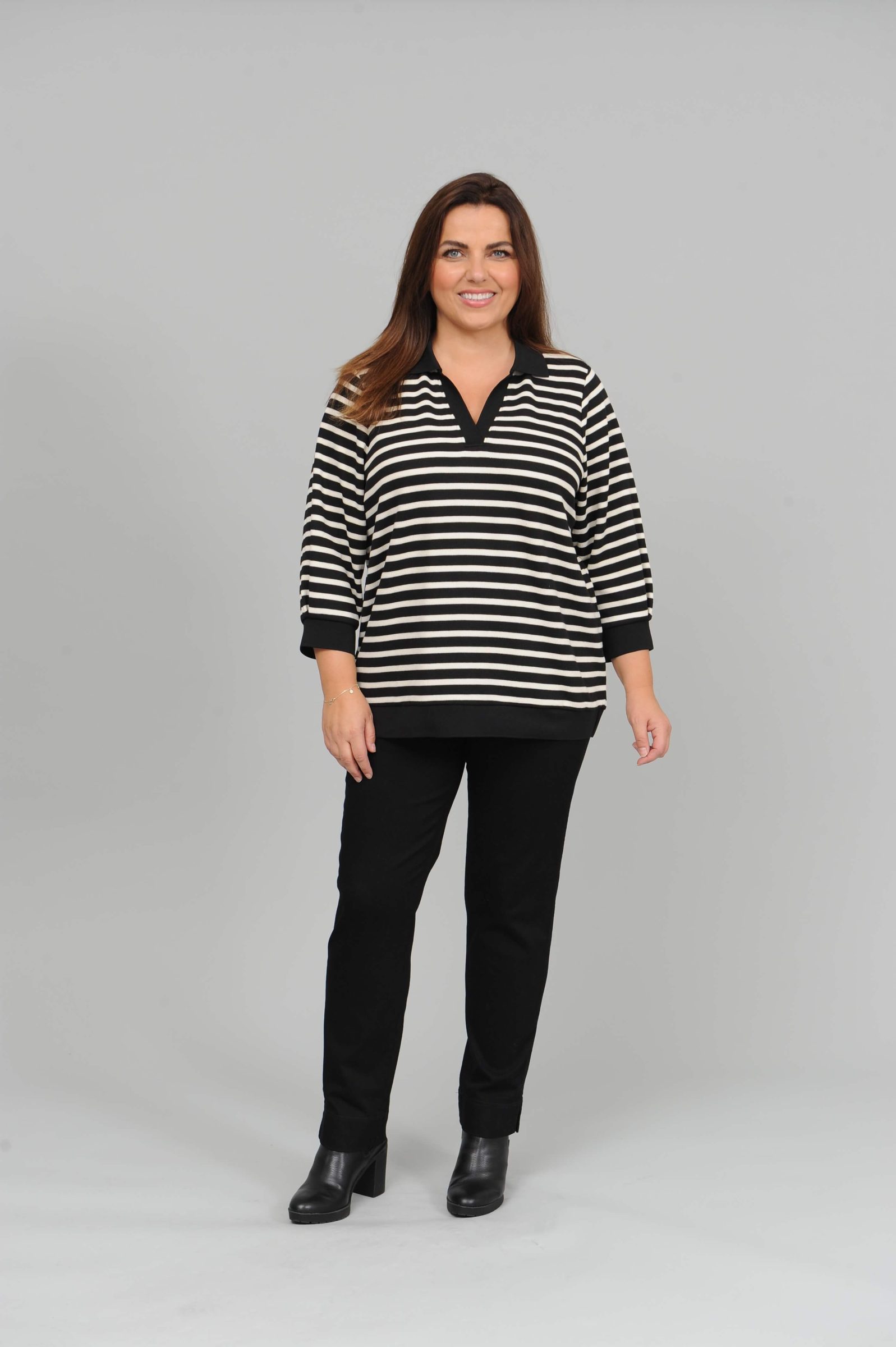 Via Appia striped jumper - black/ecru