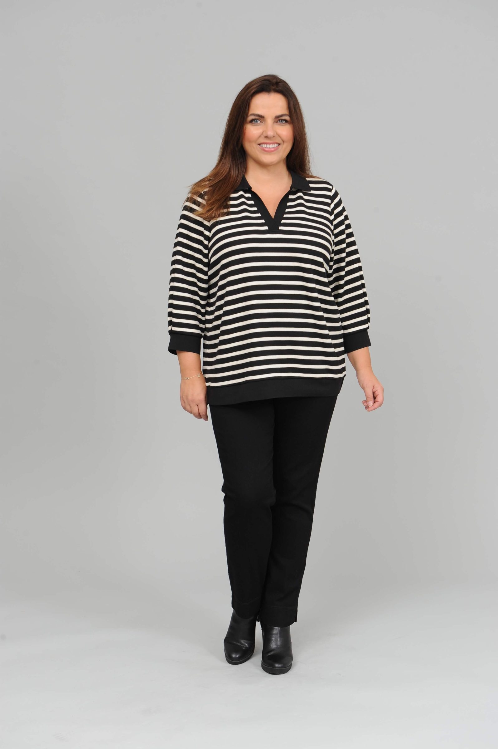 Via Appia striped jumper - black/ecru