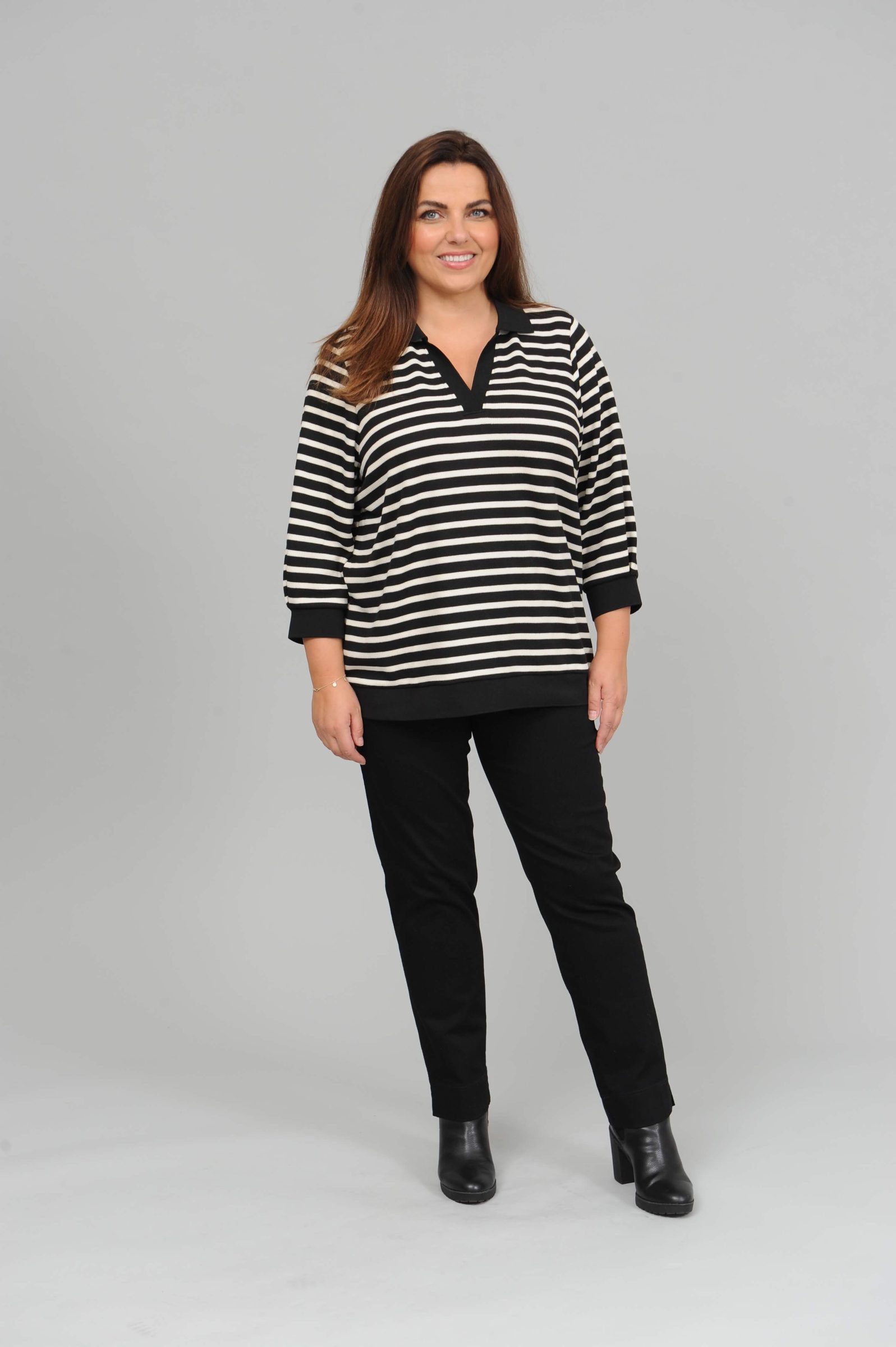 Via Appia striped jumper - black/ecru